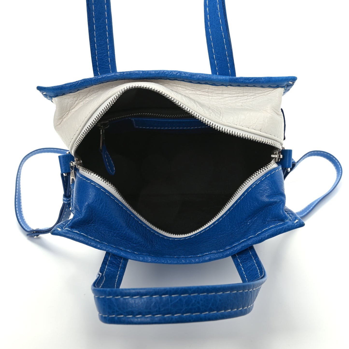 Veau Arena Multicolore XS Bazar Shopper Tote Bleu Lazuli White