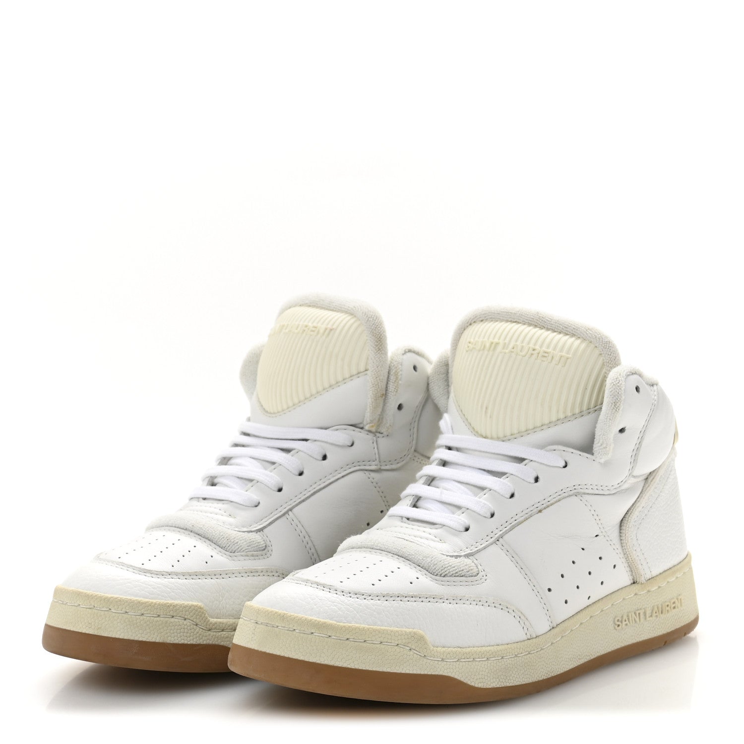 Saint Laurent Calfskin Womens SL/80 Mid Top Sneakers 37.5 Optic White 4 of 10