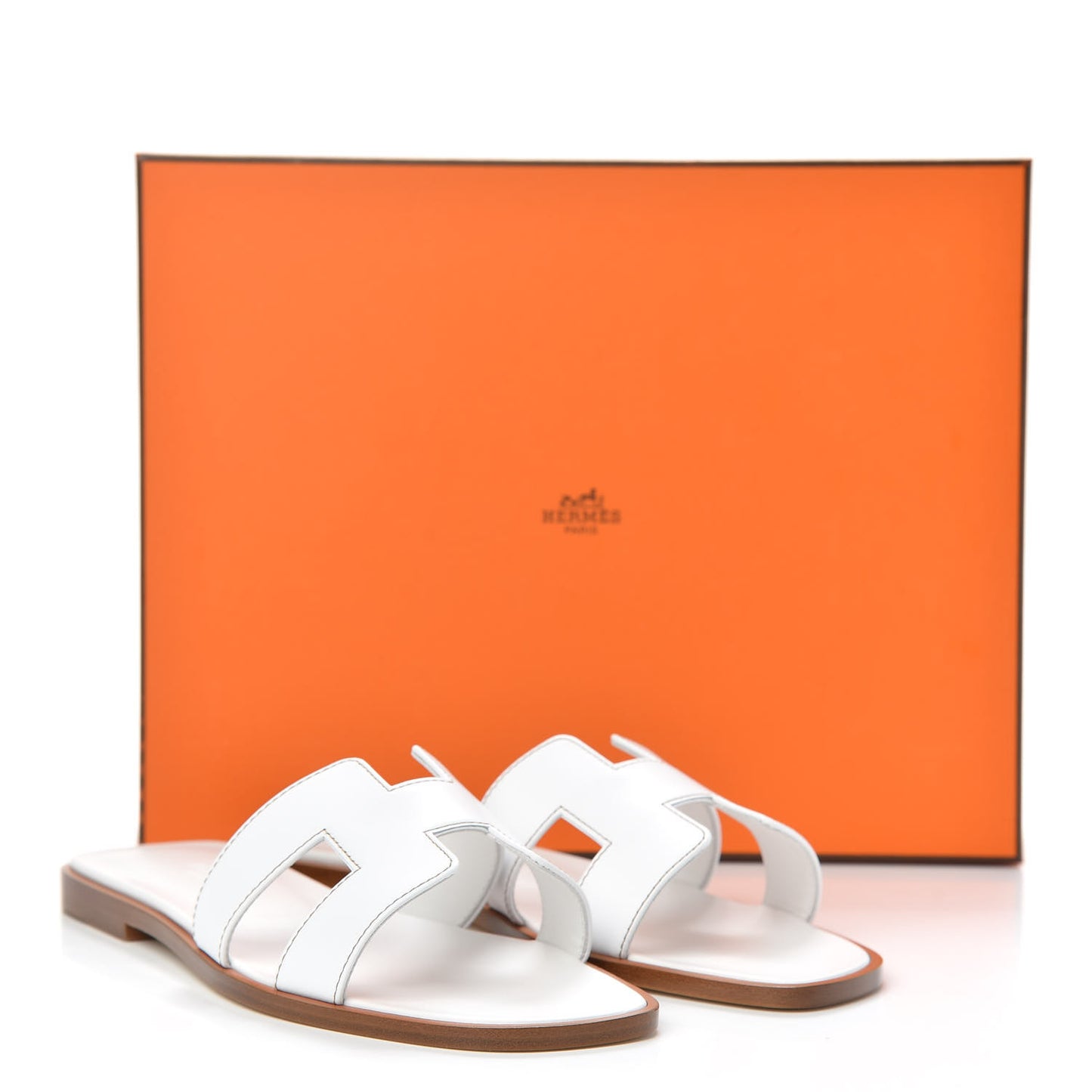 Box Calfskin Oran Sandals 37 White