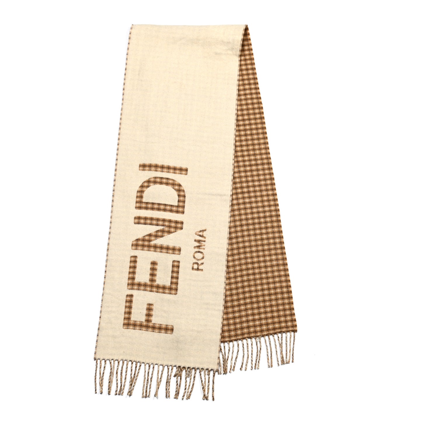 Wool Cashmere Logo Reversible Scarf White