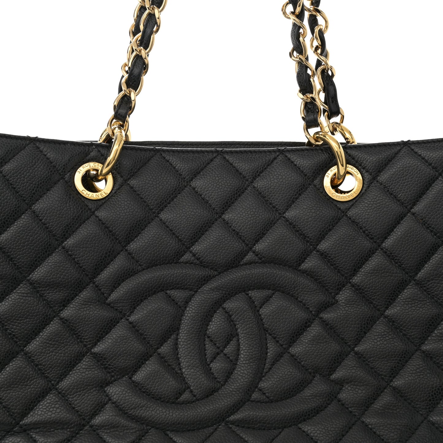 Caviar Quilted Grand Shopping Tote GST Black