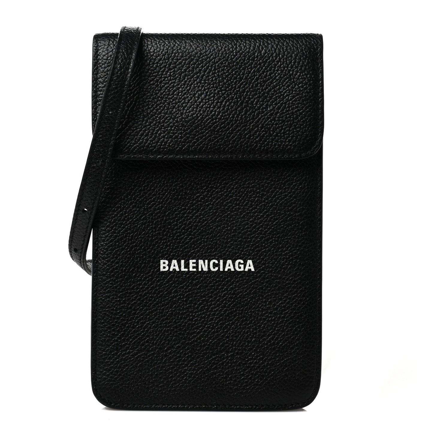 Grained Calfskin Cash Phone Holder Wallet Black