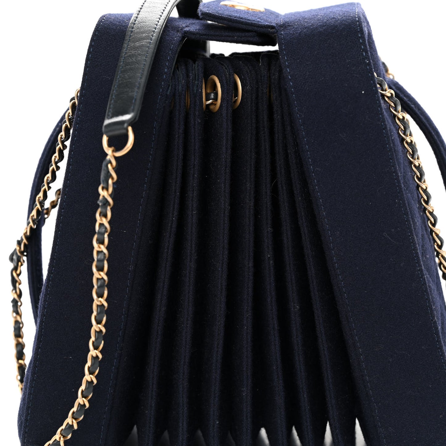 Wool Felt Accordion Bag Navy