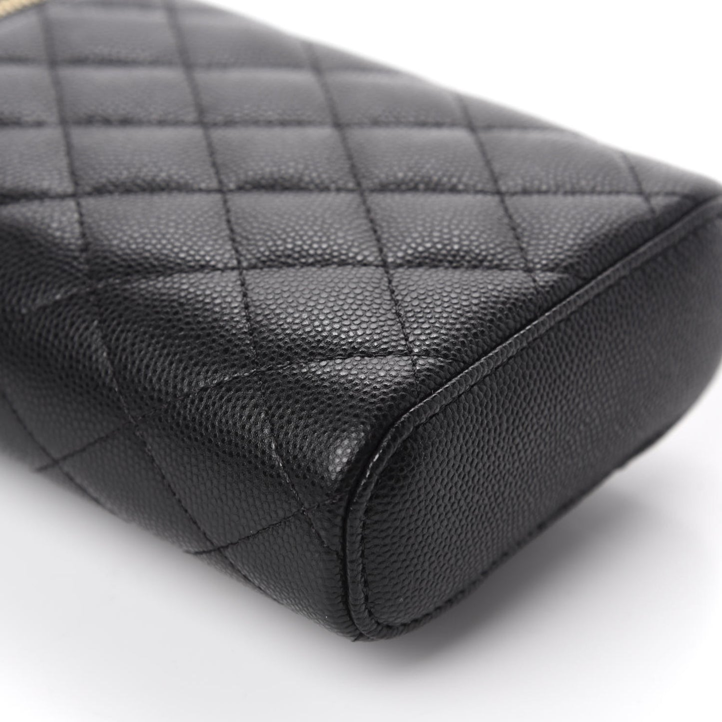 Caviar Quilted Phone Holder With Chain Black