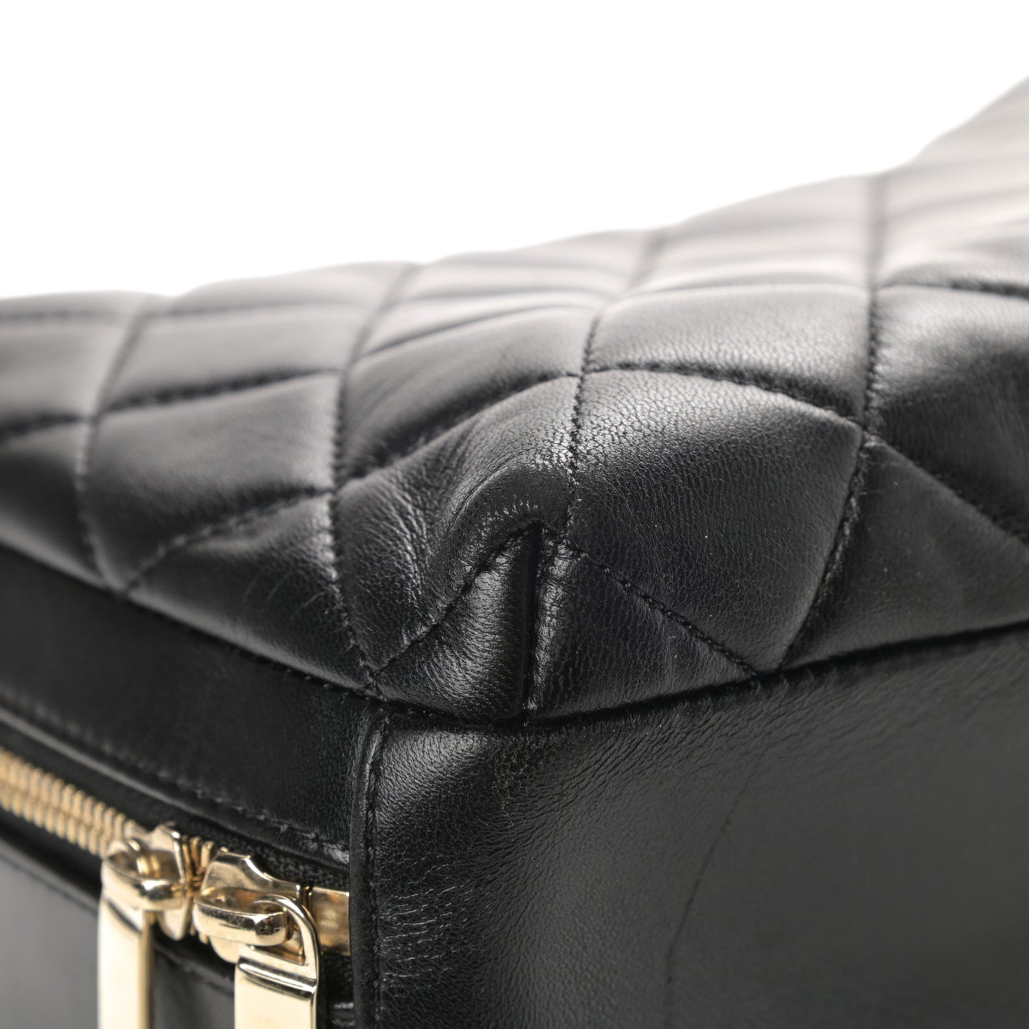 Lambskin Quilted Large Trendy CC Bowling Bag Black