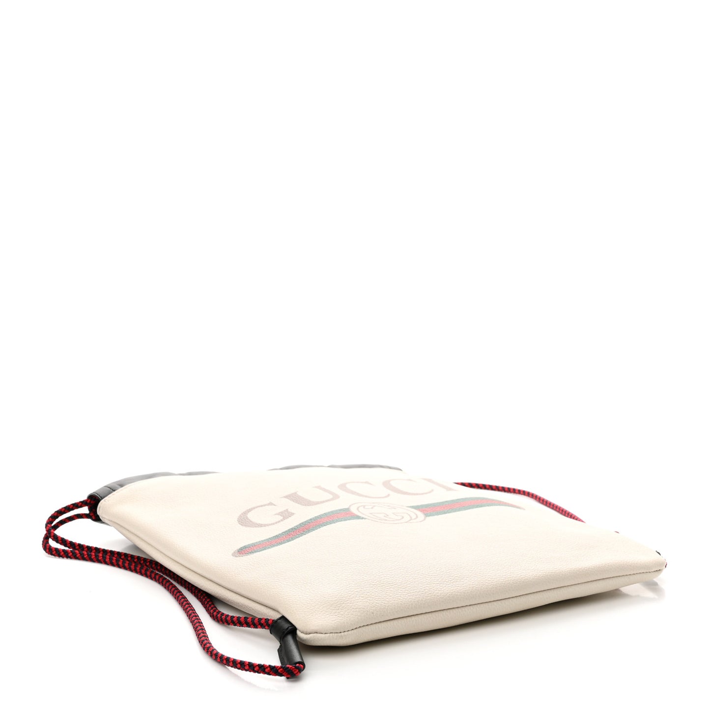 Calfskin Logo Drawstring Backpack Mystic White