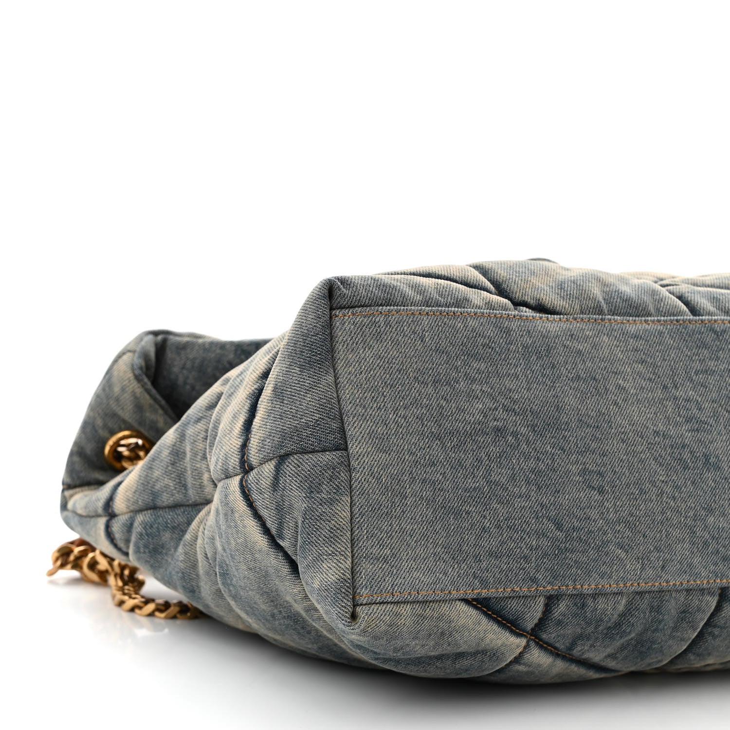 Saint Laurent Denim Quilted Medium Loulou Puffer Monogram Chain Satchel Blue Cinnamon 9 of 11