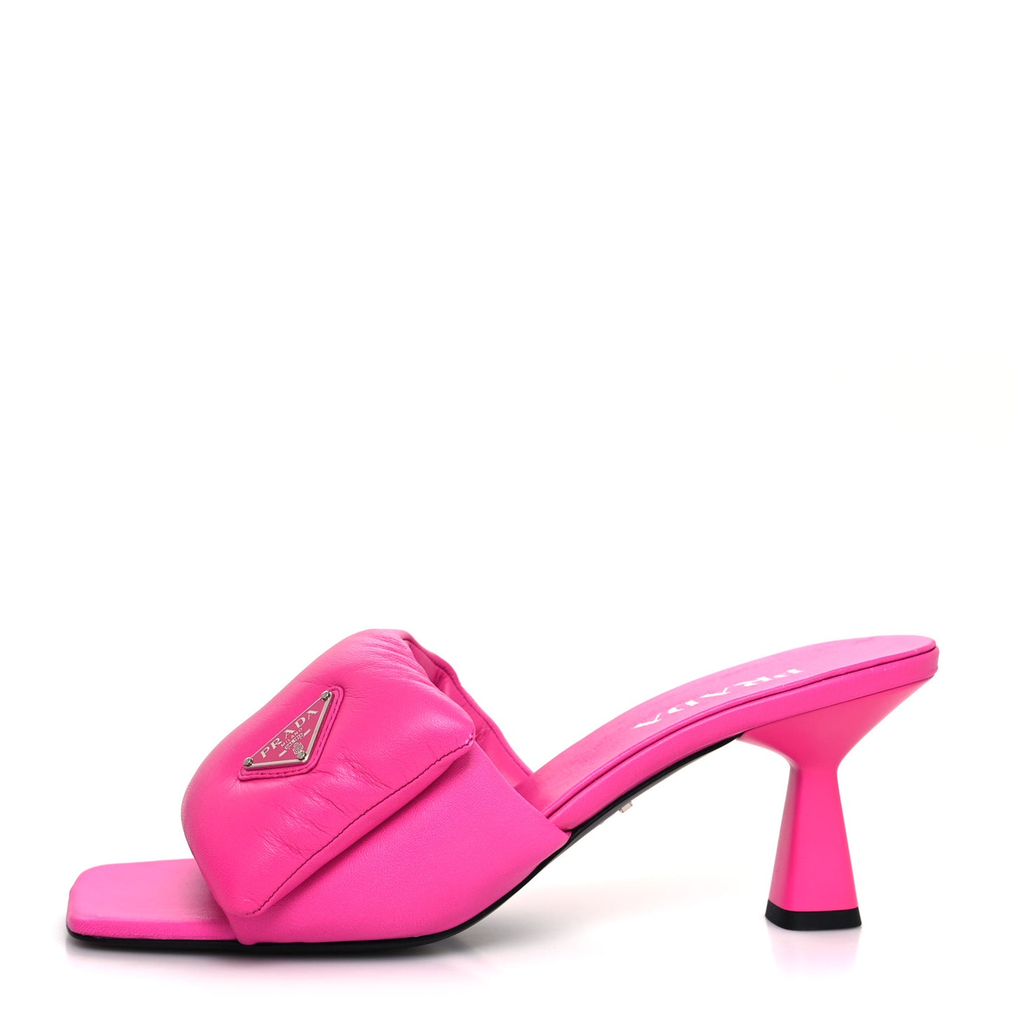 Nappa Soft Padded Metal Triangle Logo 65mm Slide Sandals 41 Begonia Fluo