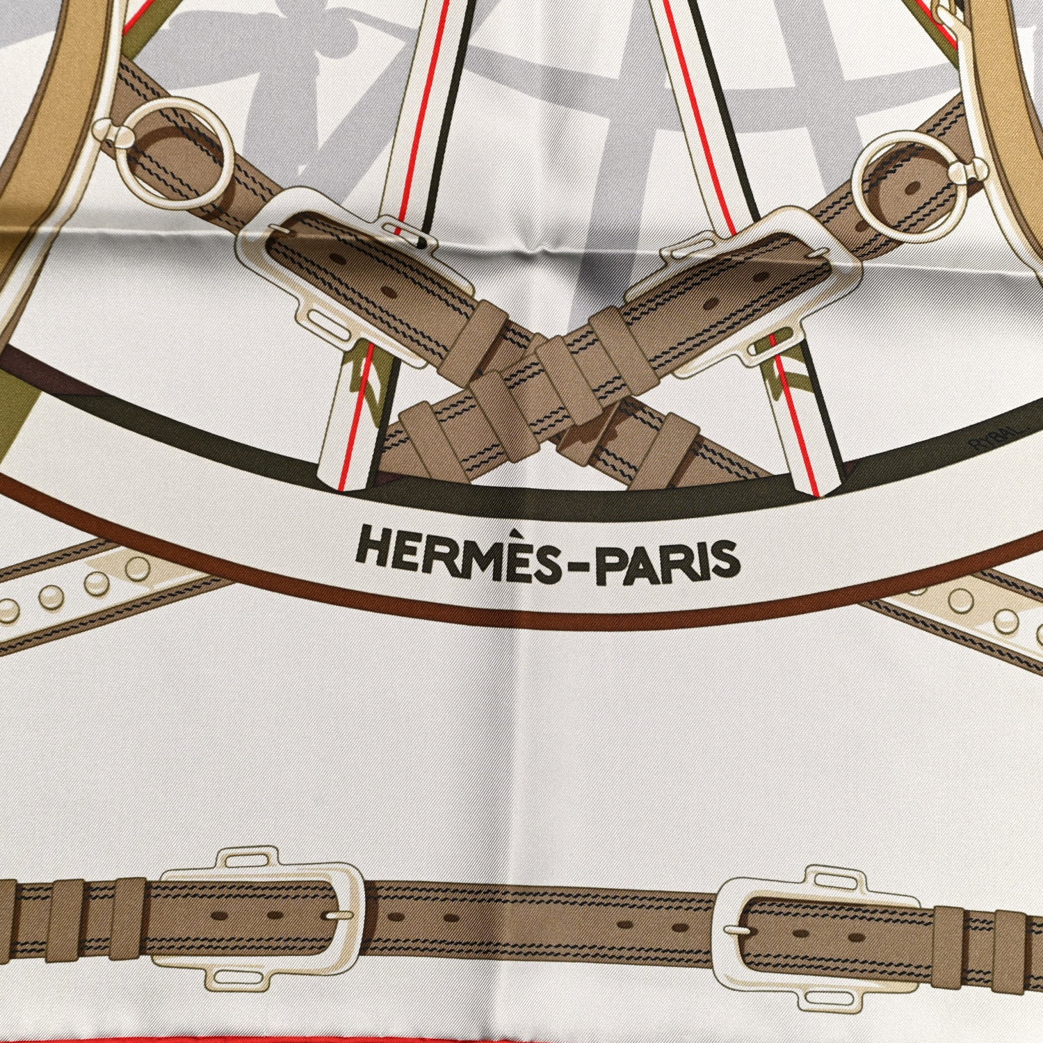 Hermes Silk En Roue Libre Scarf 90 Pierre Kaki Rouge 2 of 5