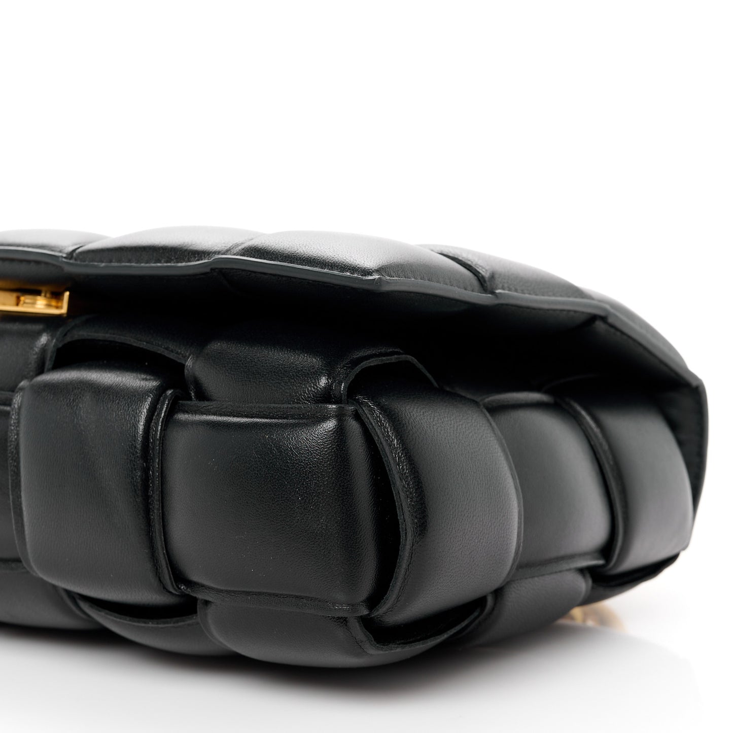 Lambskin Maxi Intreccio Padded Chain Cassette Crossbody Bag Black