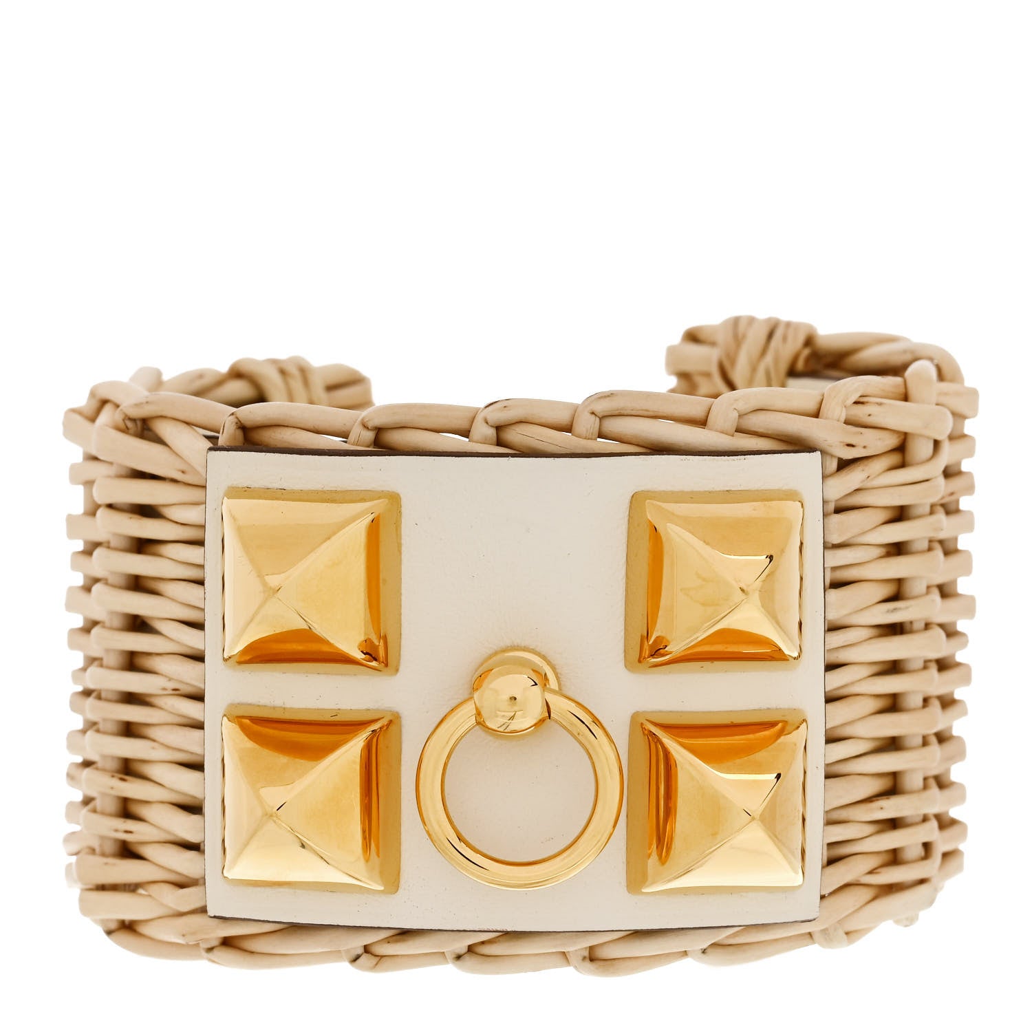 Hermes Wicker Swift Medor Picnic Cuff Bracelet T2 Nata 1669687