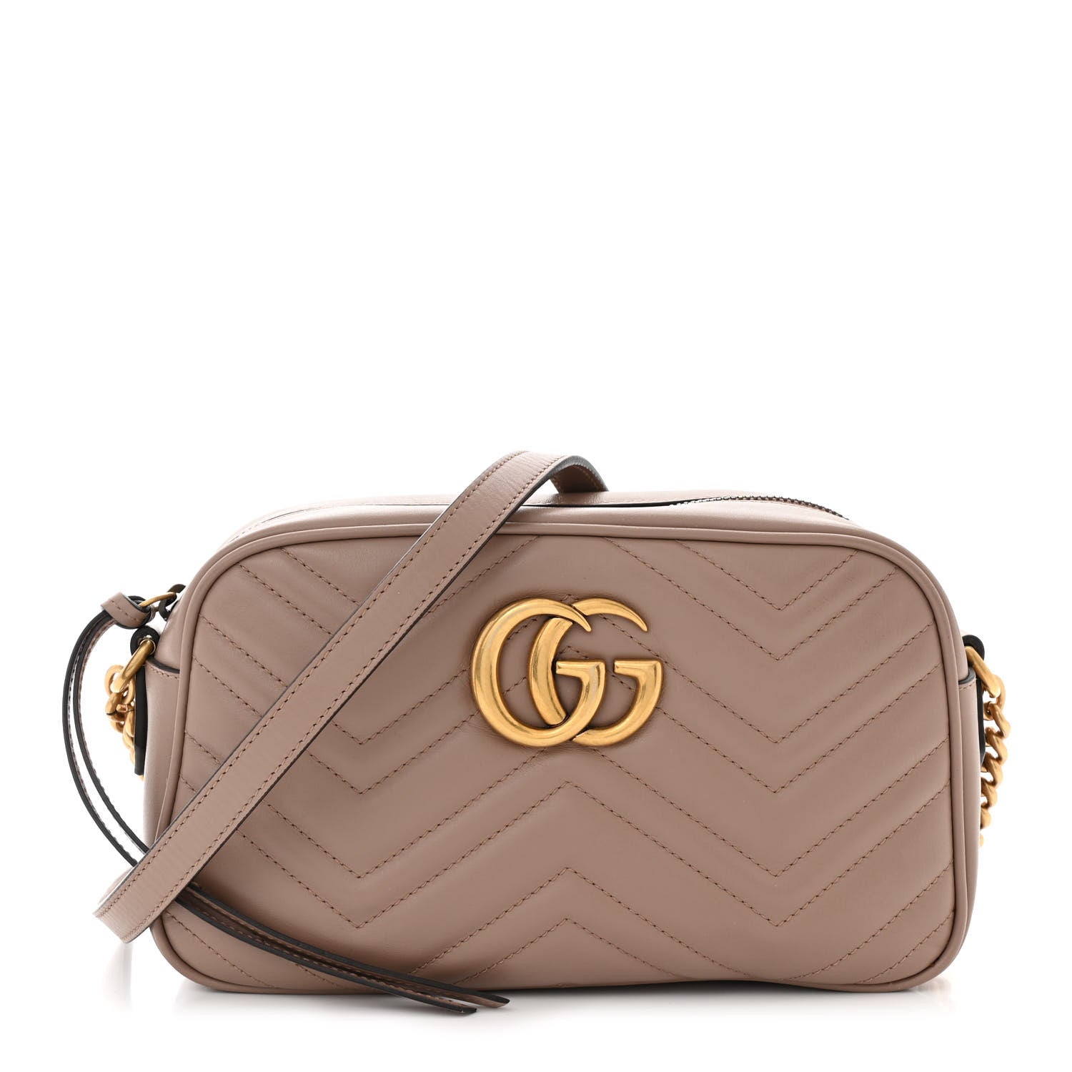 Gucci Calfskin Matelasse Small GG Marmont Chain Shoulder Bag Porcelain Rose 1 of 10