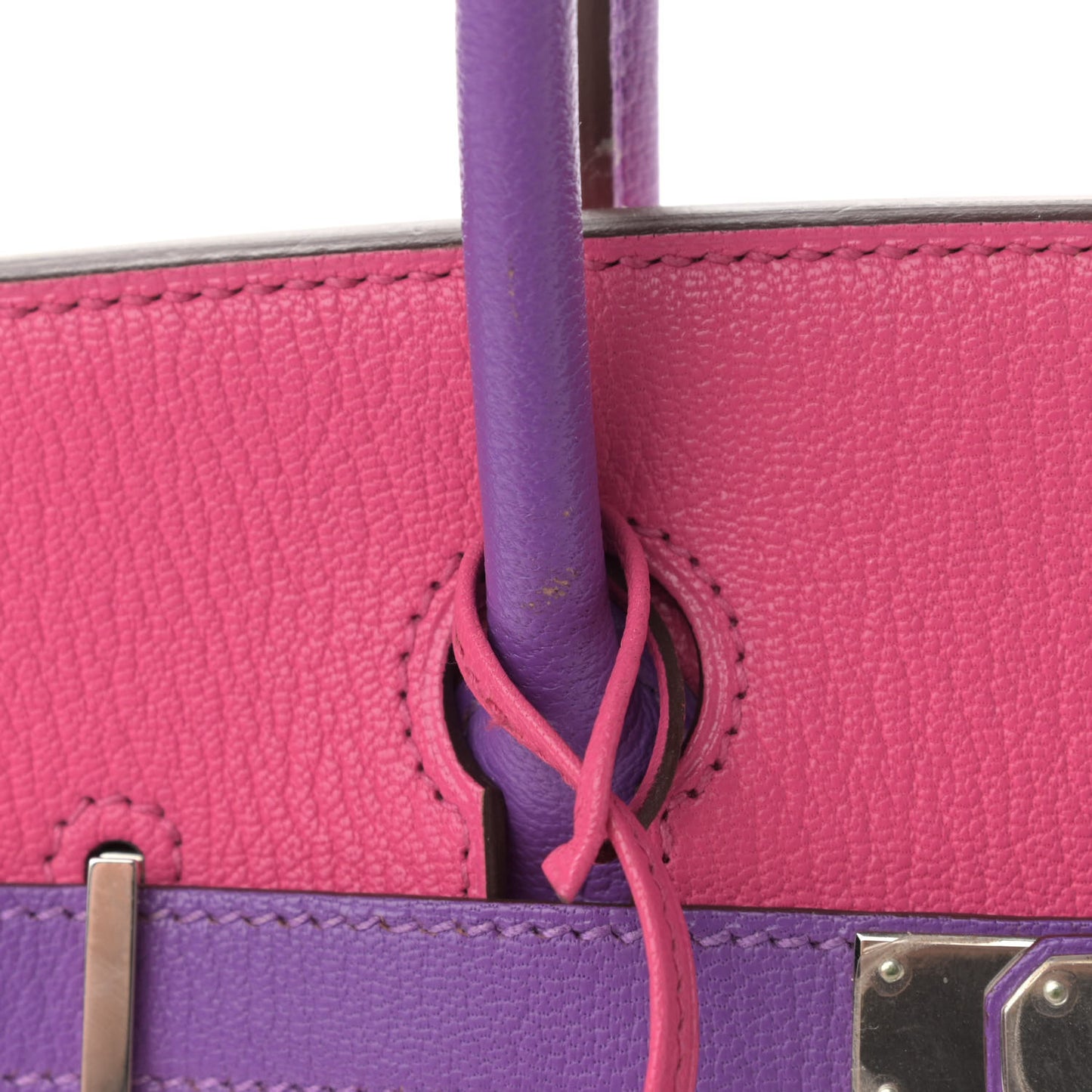 Chevre Bi-Color Horseshoe Birkin 30 Rose Shocking Iris