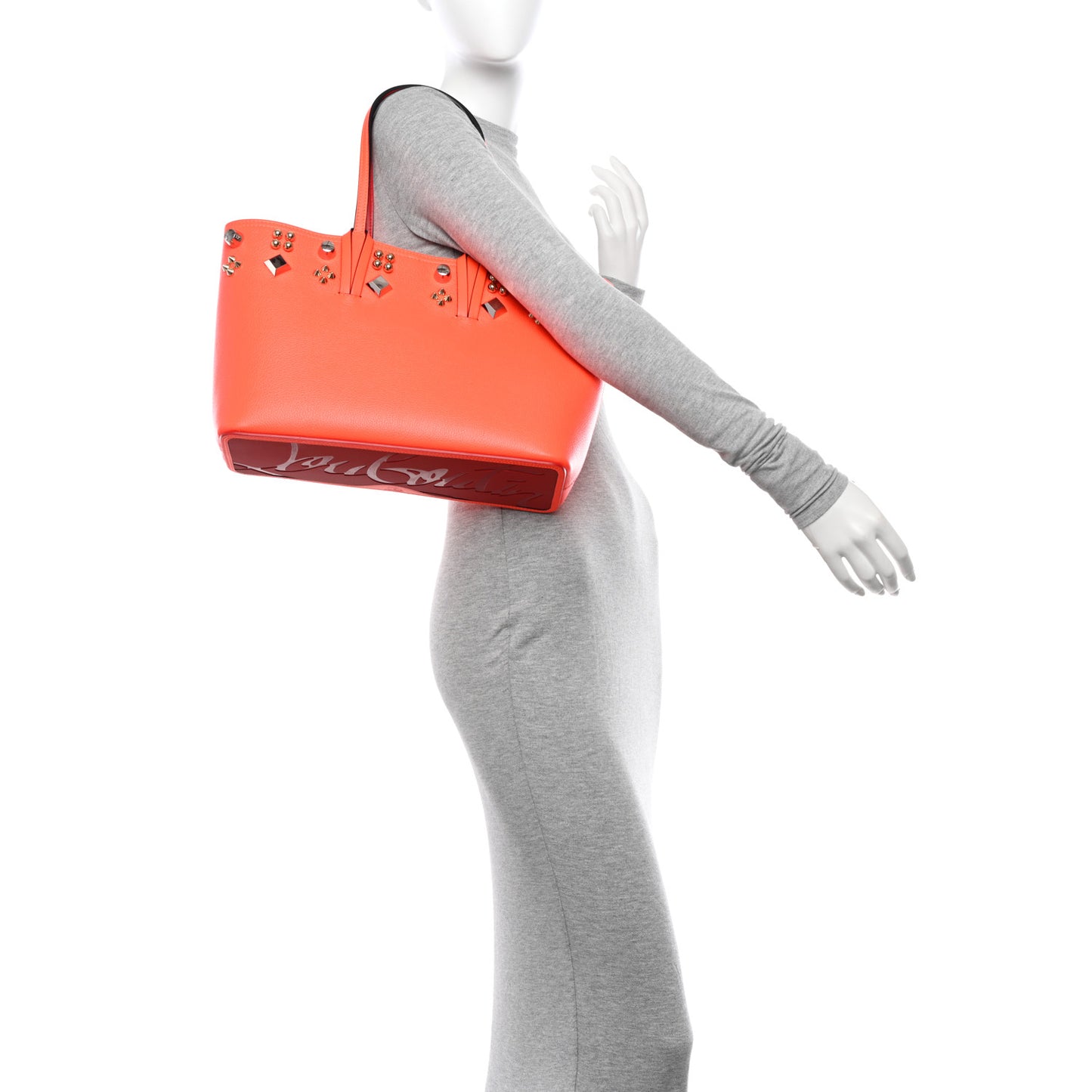 Calfskin Empire Spike Studded East West Cabata Tote Sunrise Multicolor