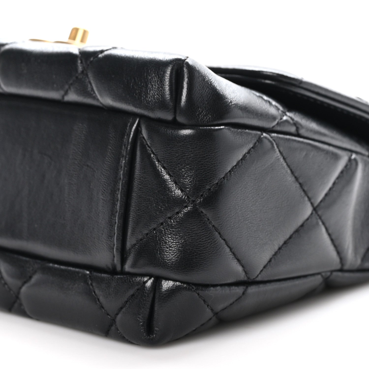 Chanel Shiny Lambskin Quilted Mini Pearl Logo Flap Black 9 of 10