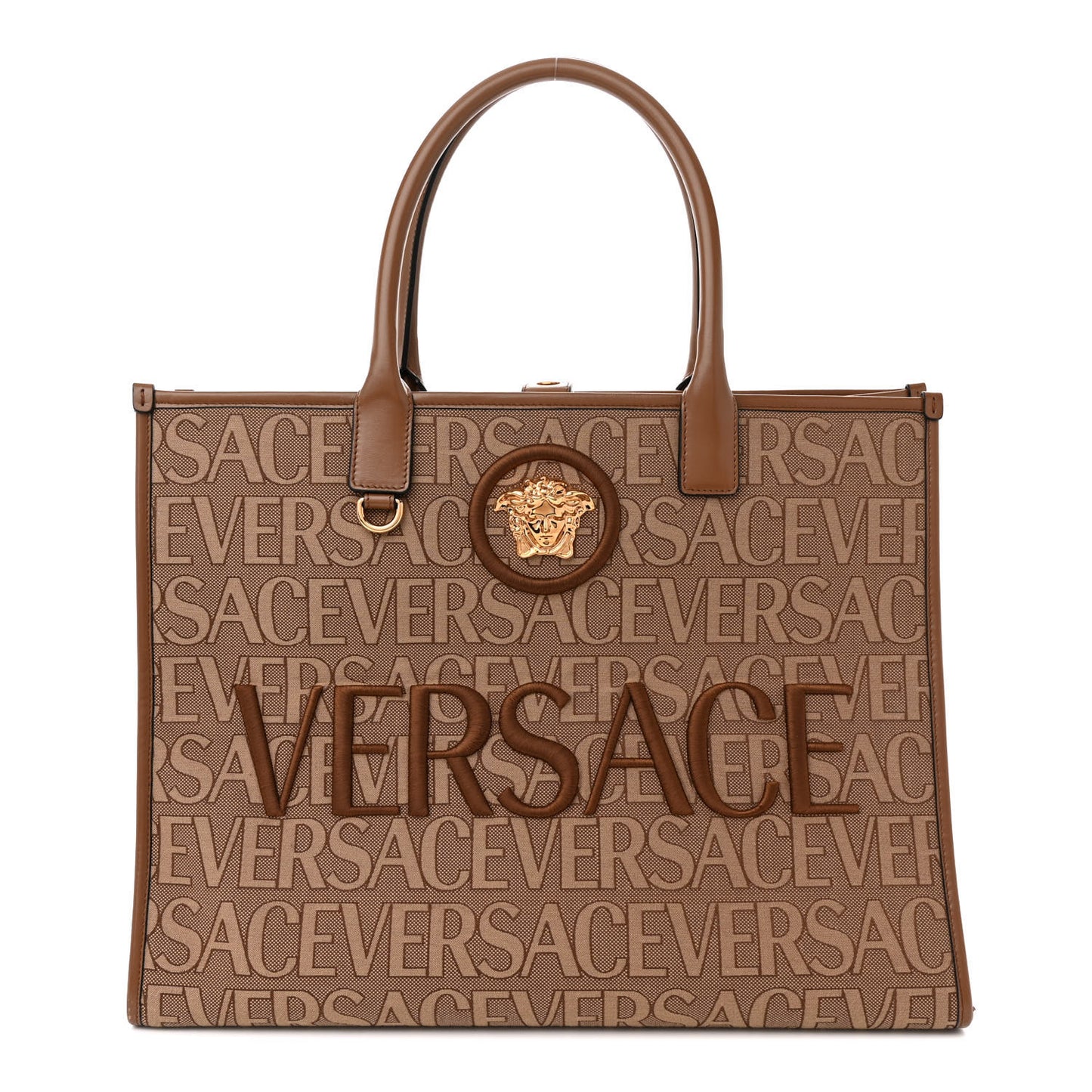 Jacquard Canvas Large Allover Medusa Tote Beige