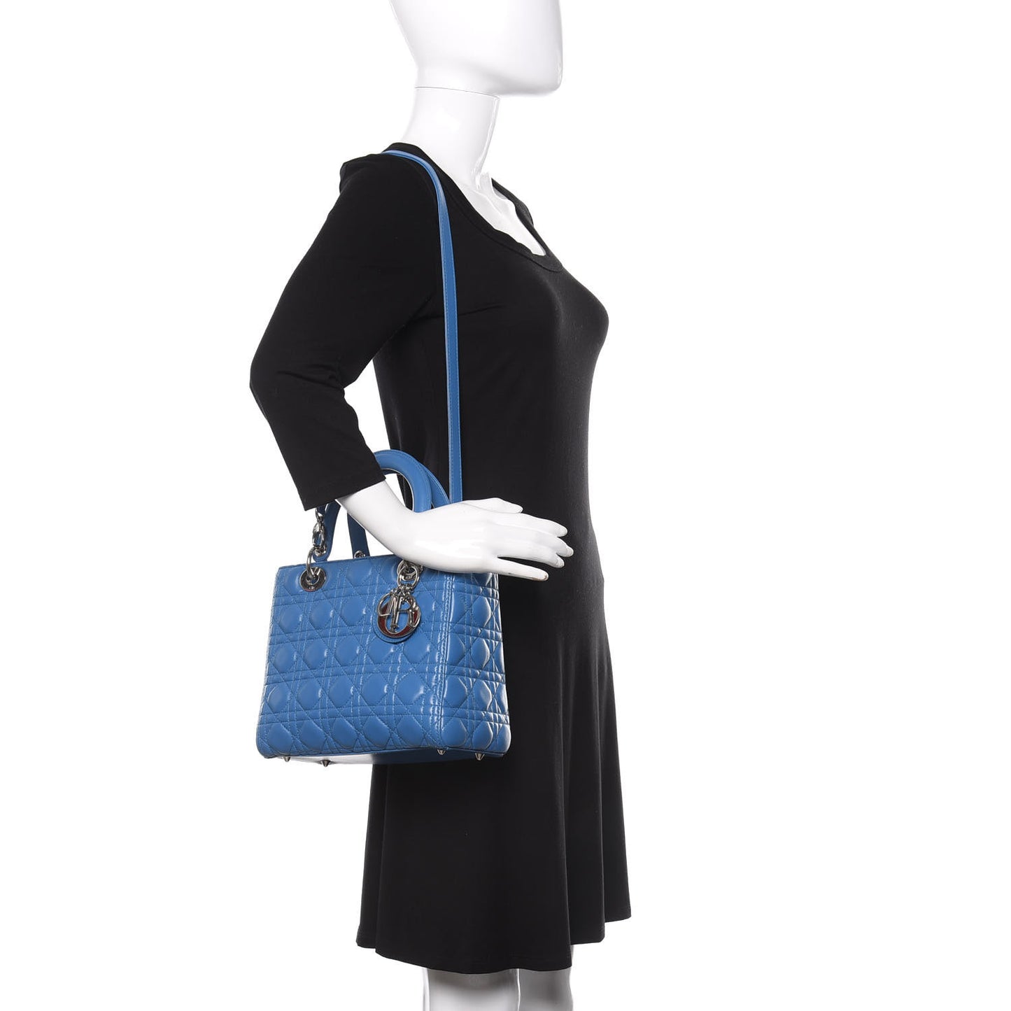 Lambskin Cannage Medium Lady Dior Blue Pastel