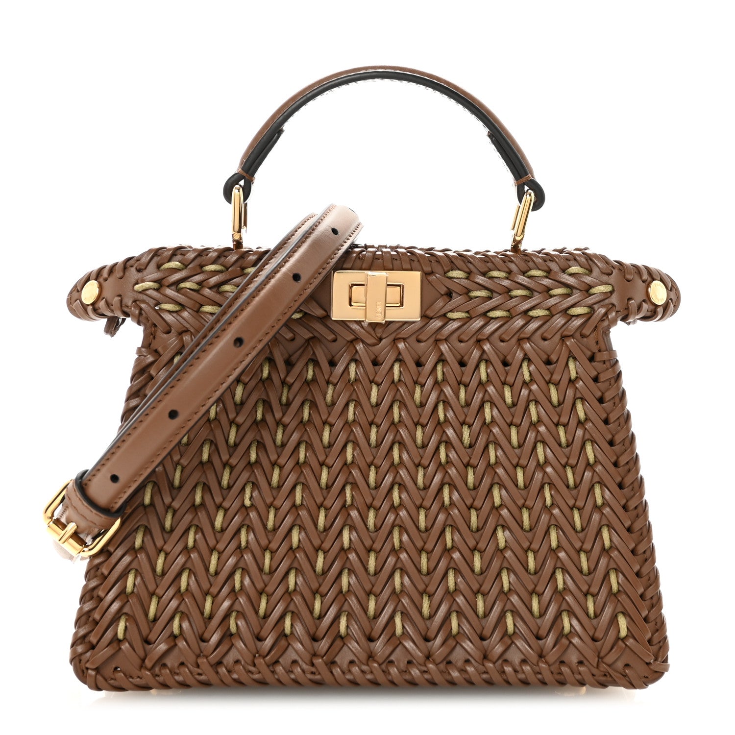 Fendi Vitello King Shiny Nappa Intreccio Petite Peekaboo I SEE U