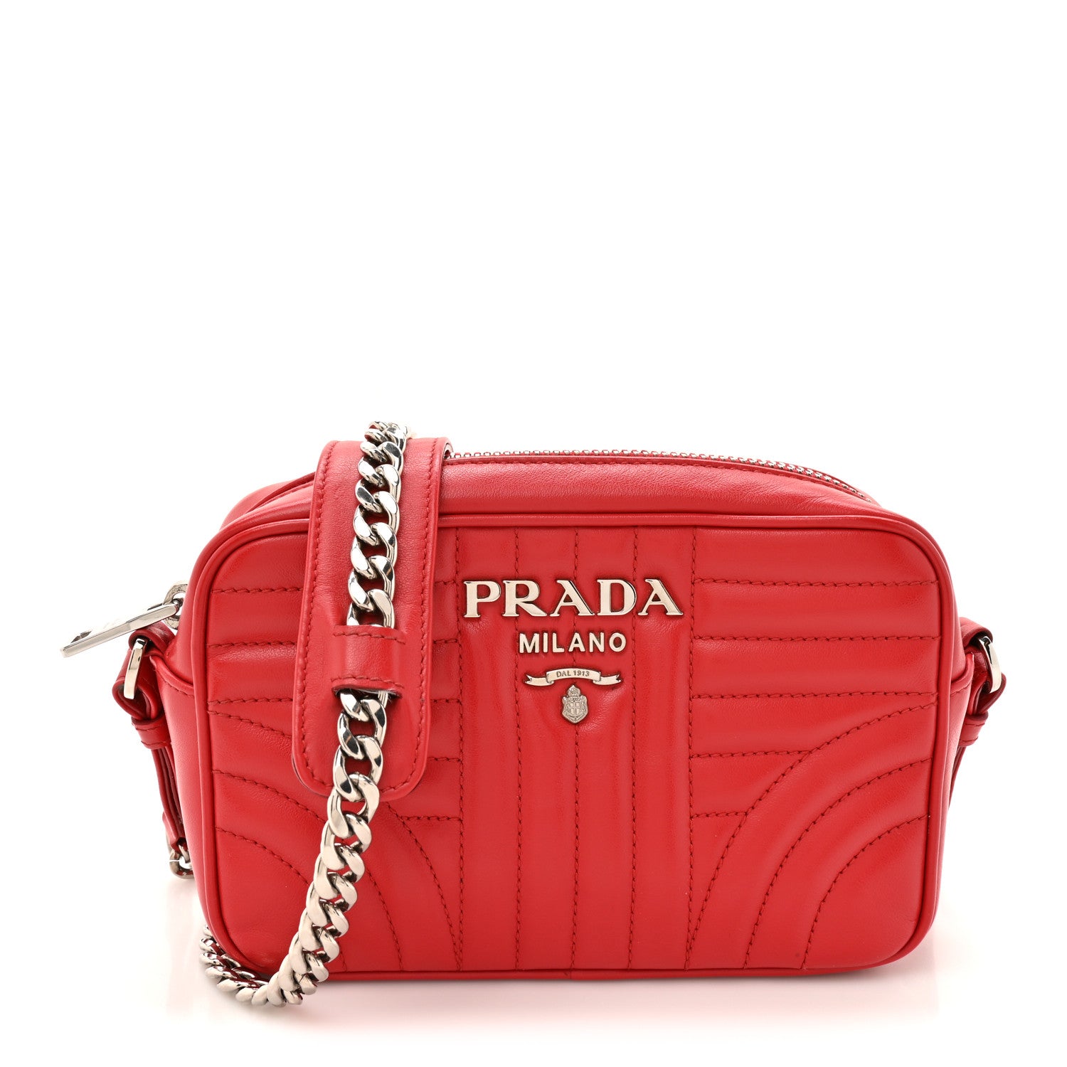 Prada Soft Calfskin Diagramme Camera Bag Rosso 1842058 – FASHIONPHILE