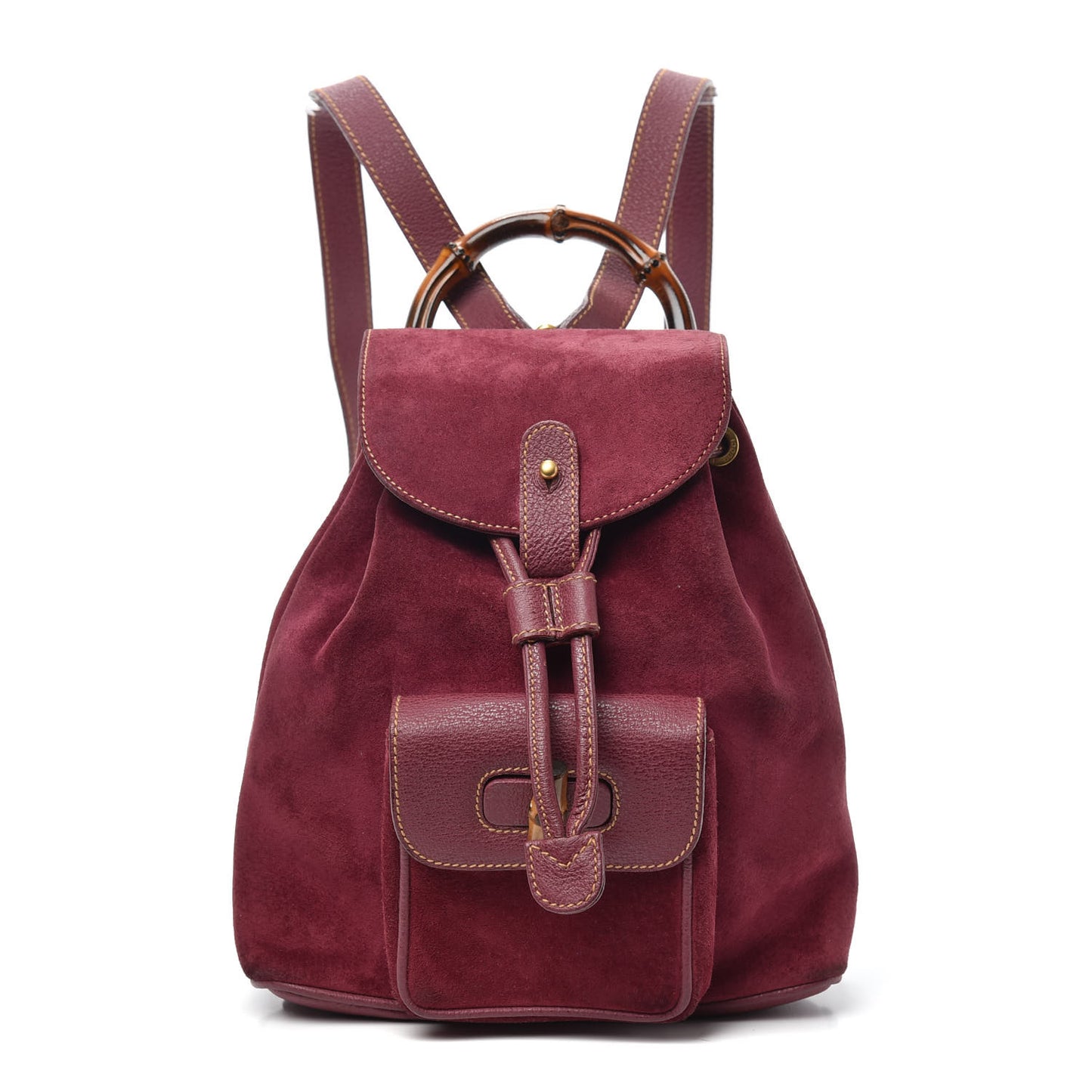 Suede Calfskin Bamboo Backpack Purple