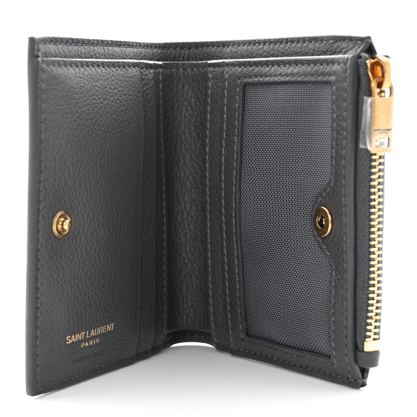 Calfskin Compact Zip Wallet Storm