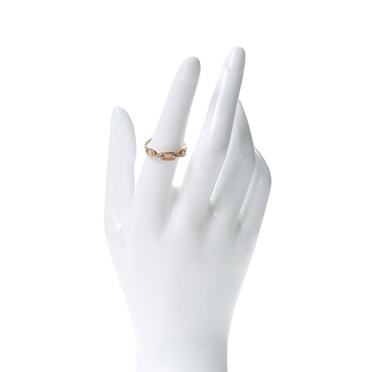 18K Rose Gold Diamond 4.5mm Stax Single Row Chain Link Ring 54 6.75