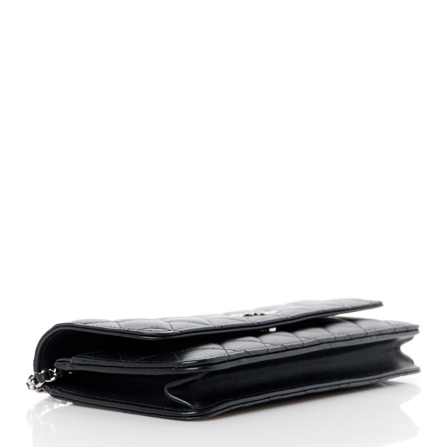 Lambskin Quilted Crystal Star Long Clutch With Chain Black
