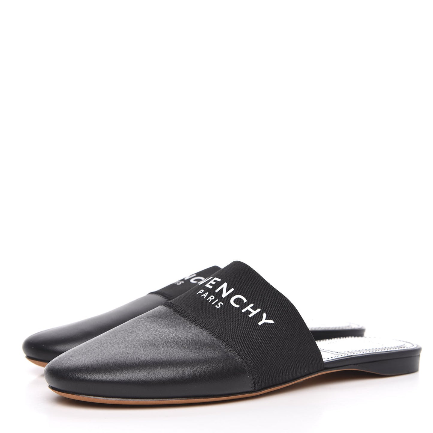 Calfskin Bedford Logo Mule Slides 36.5 Black