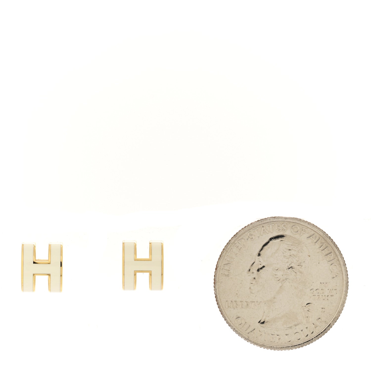 Hermes Gold Lacquered Mini Pop H Earrings White 2 of 5