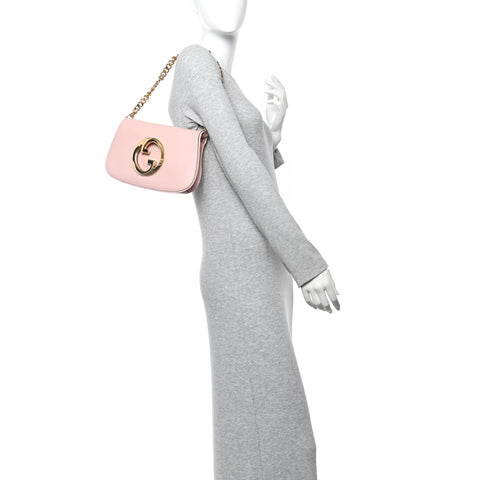 Roxy Calfskin Blondie Chain Shoulder Flap Bag Powder Pink