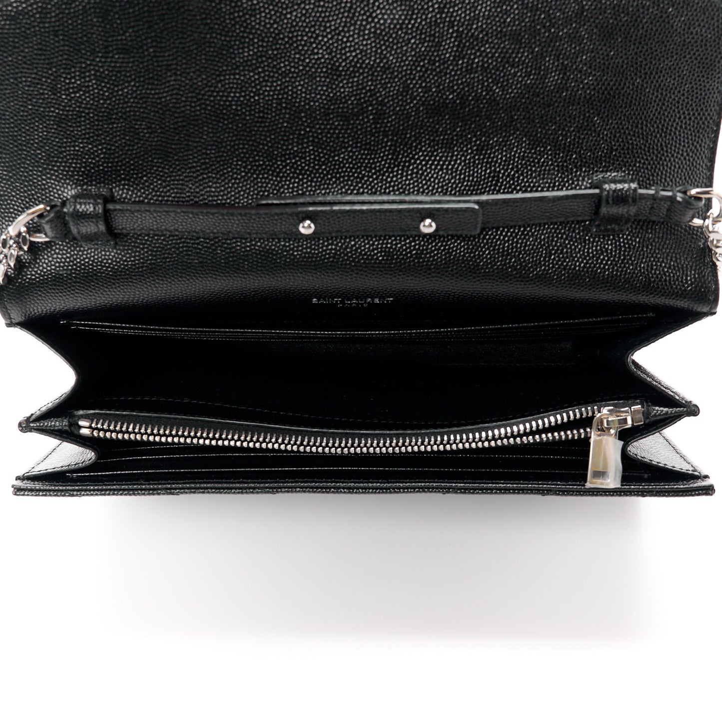 Grain De Poudre Matelasse Chevron Monogram Chain Wallet Black