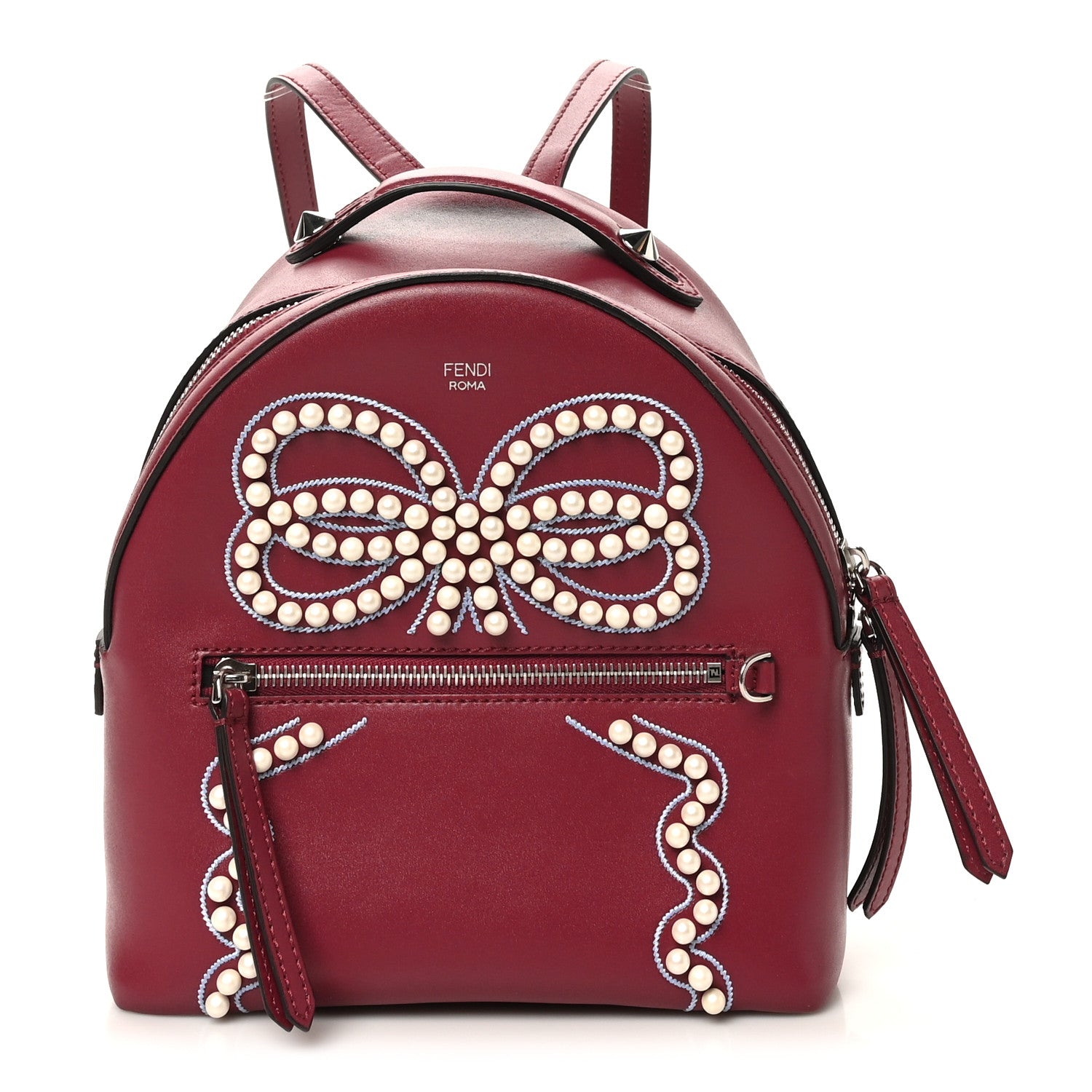 Fendi Vitello Liberty Pearl Romantic Bow Mini Backpack Black