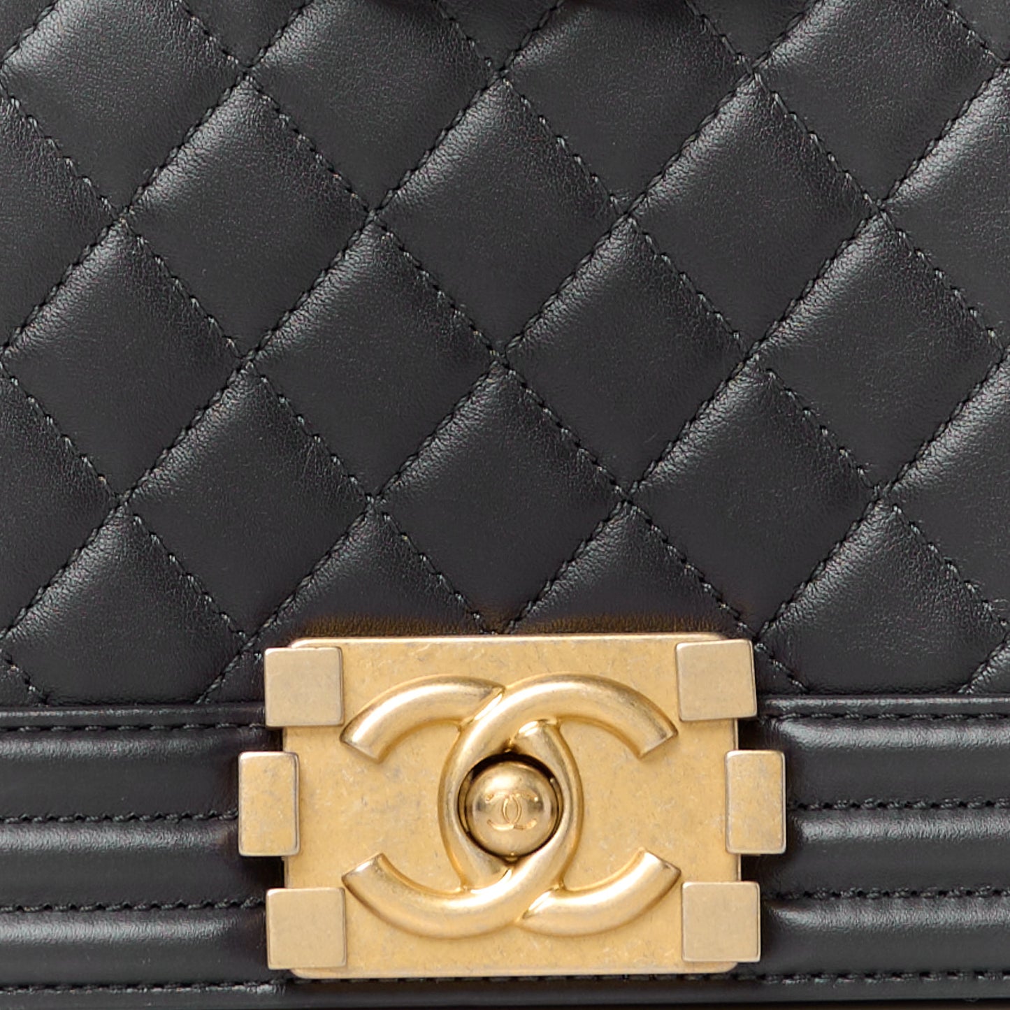 Calfskin Quilted Medium Boy Flap Dark Grey