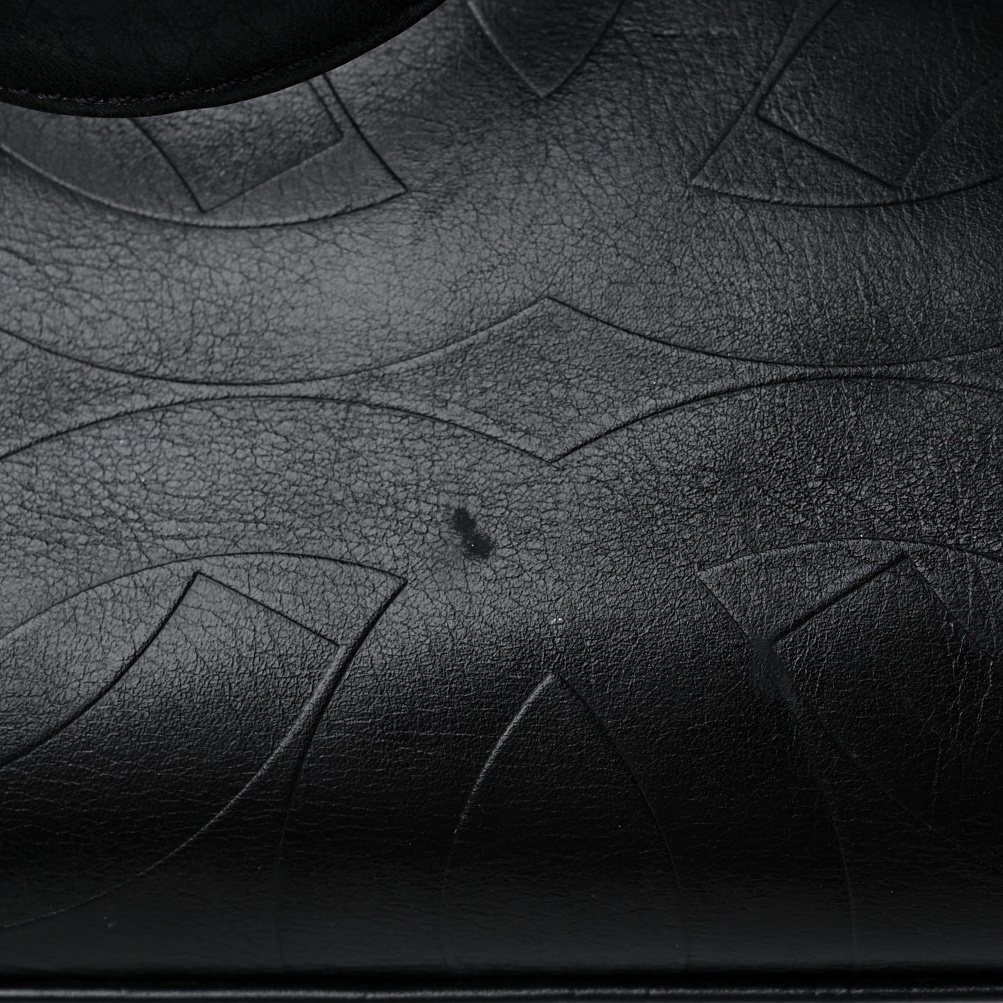 Calfskin Embossed CC Shoulder Bag Black