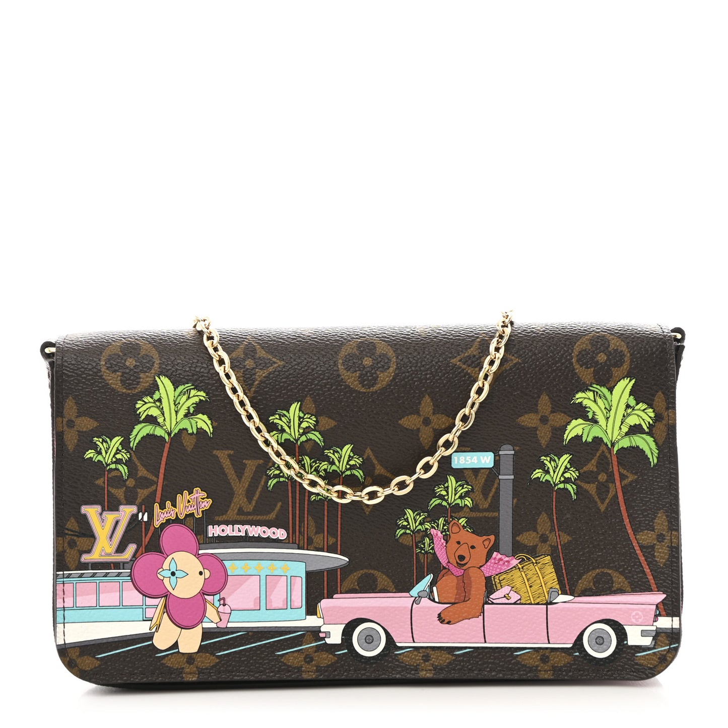 Monogram 2021 Christmas Animation Hollywood Pochette Felicie Chain Wallet Fuchsia