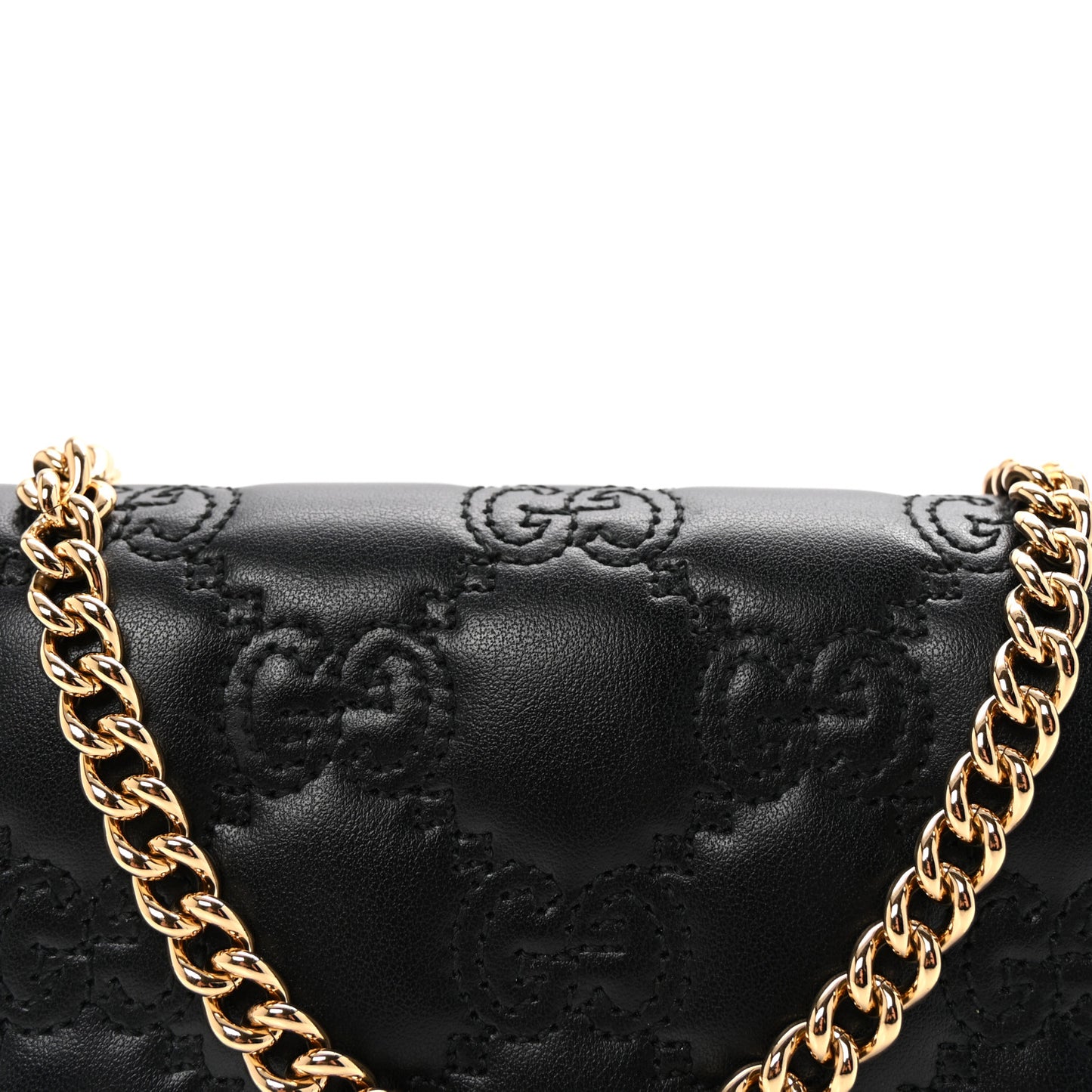 Calfskin GG Matelasse Chain Wallet Black