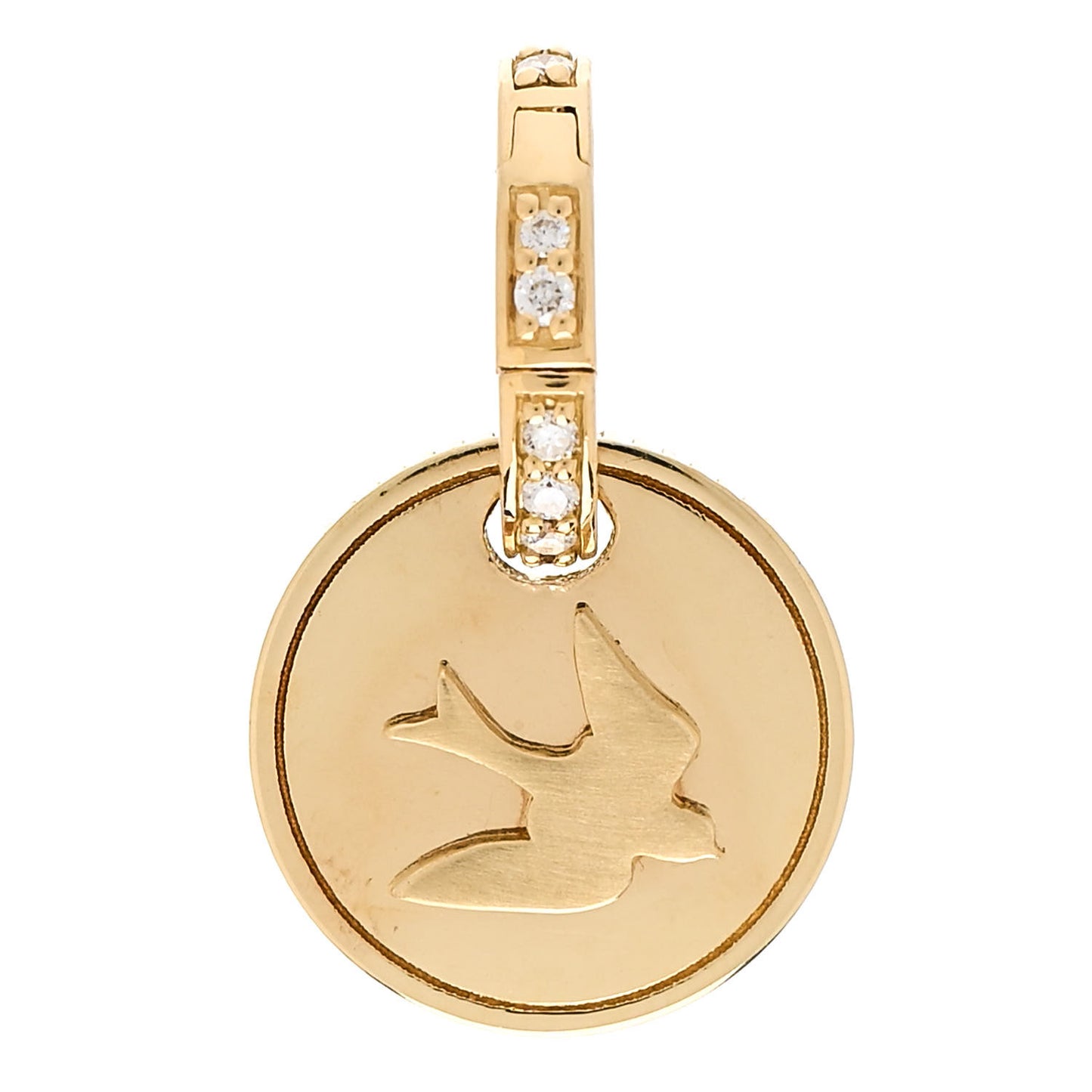 18K Yellow Gold Diamond Miniature Spero Resilience Coin Pave Push Gate Charm
