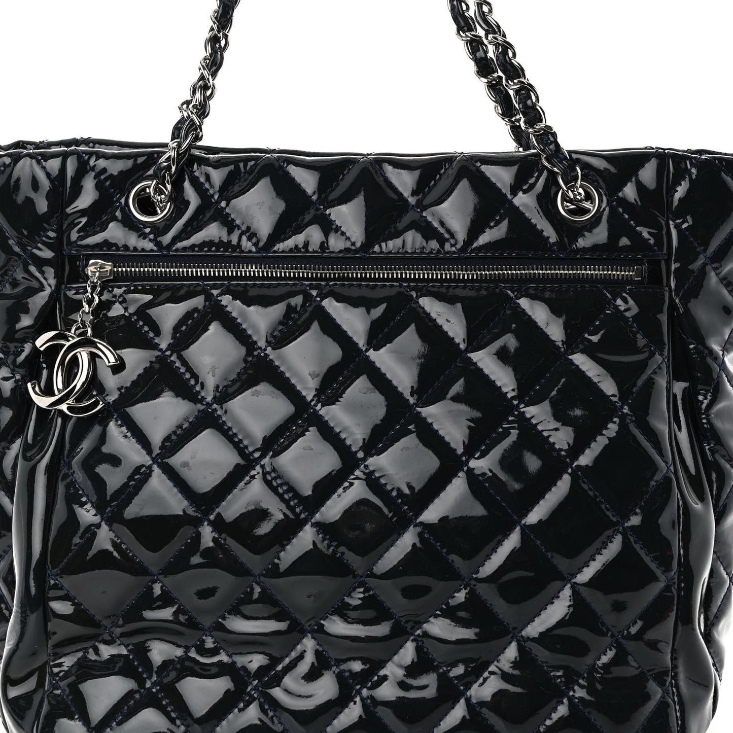 Patent Quilted Chic and Glitter Large Tote Black