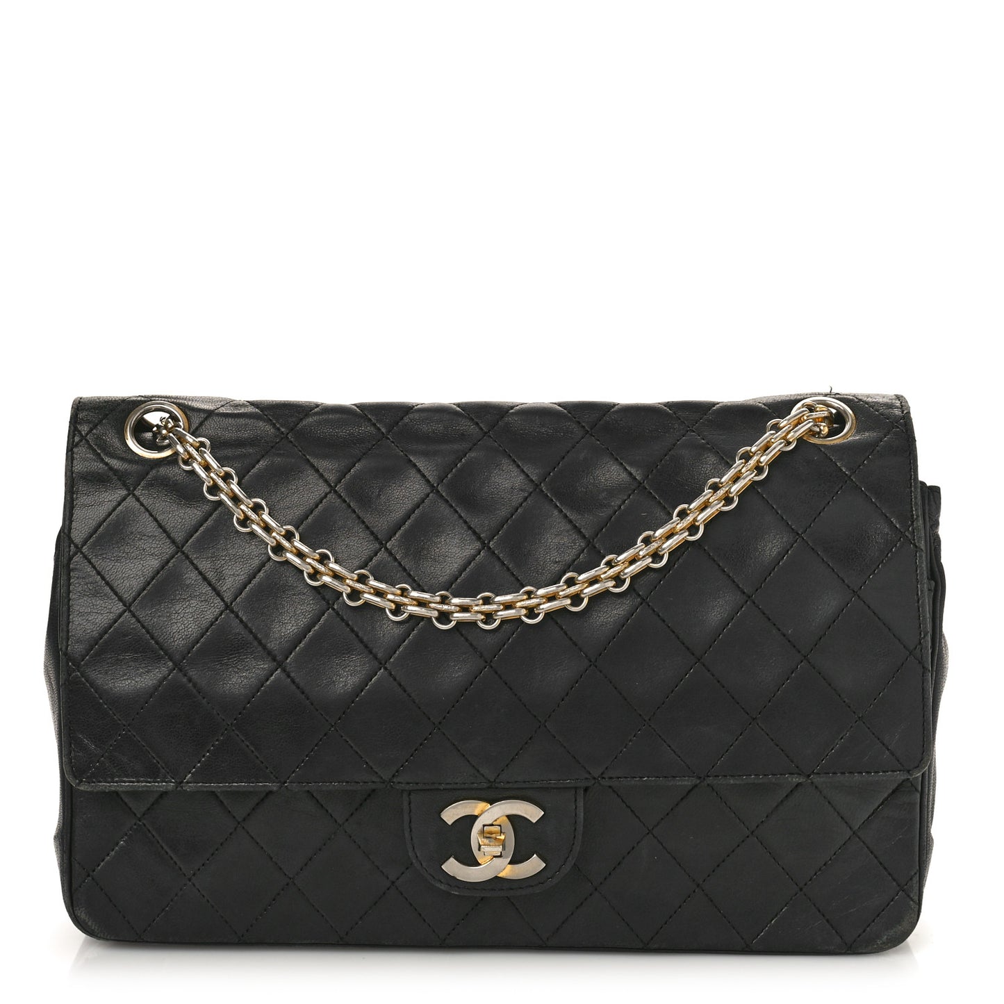 Lambskin Quilted Medium Bijoux Chain Double Flap Black