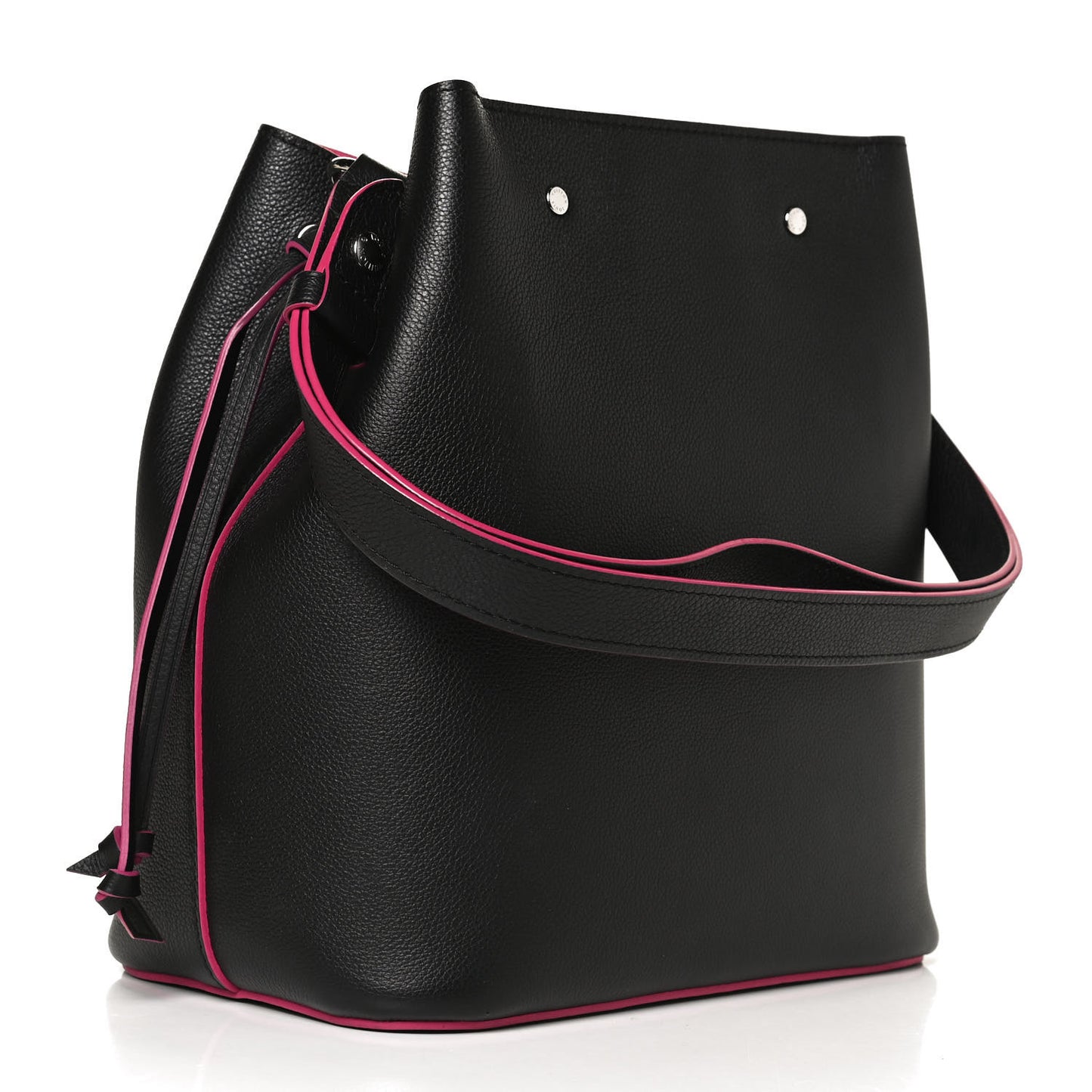 Calfskin Lockme Bucket Black