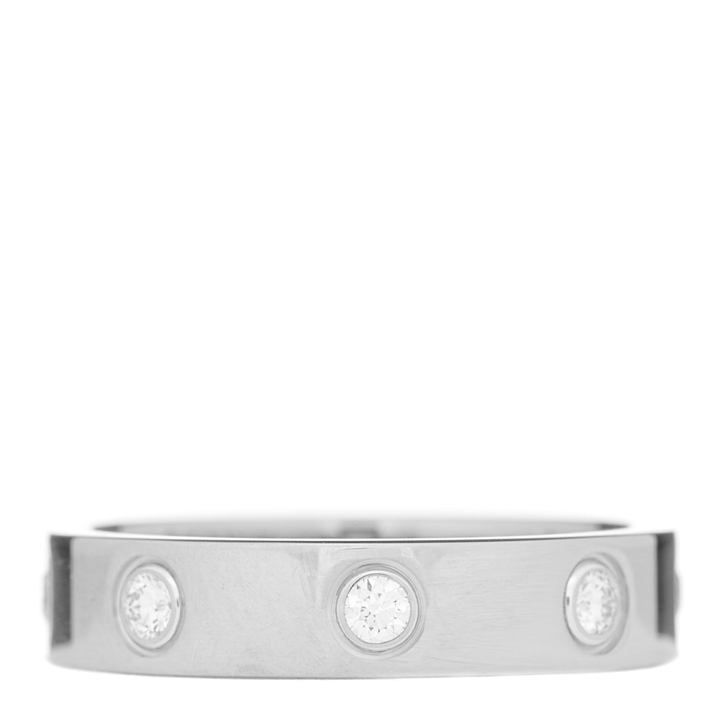 18K White Gold 8 Diamond 4mm Wedding Band LOVE Ring 50 5.25