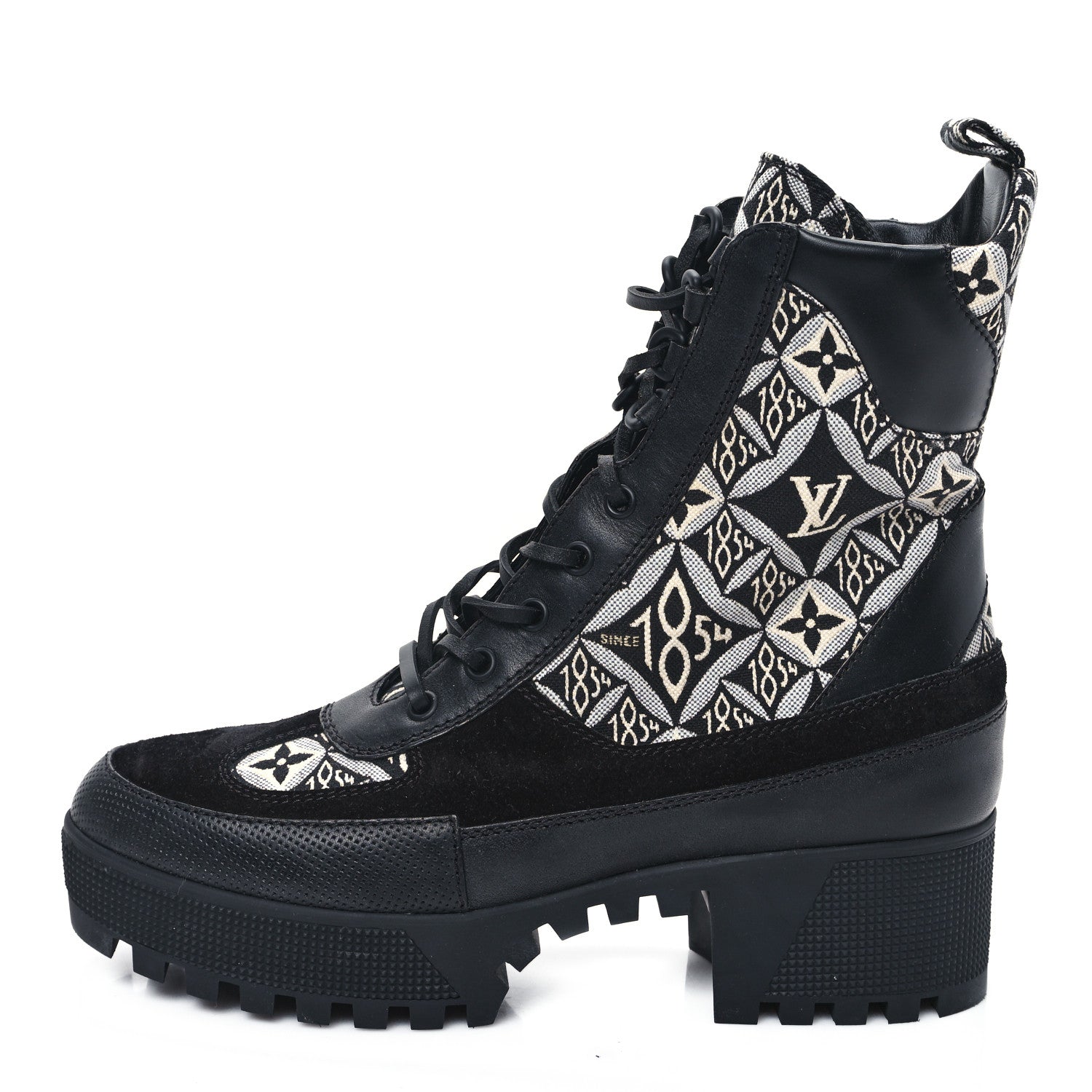 Louis Vuitton Suede Calfskin Jacquard Since 1854 Laureate Platform Desert Boots 40 Black 1 of 8