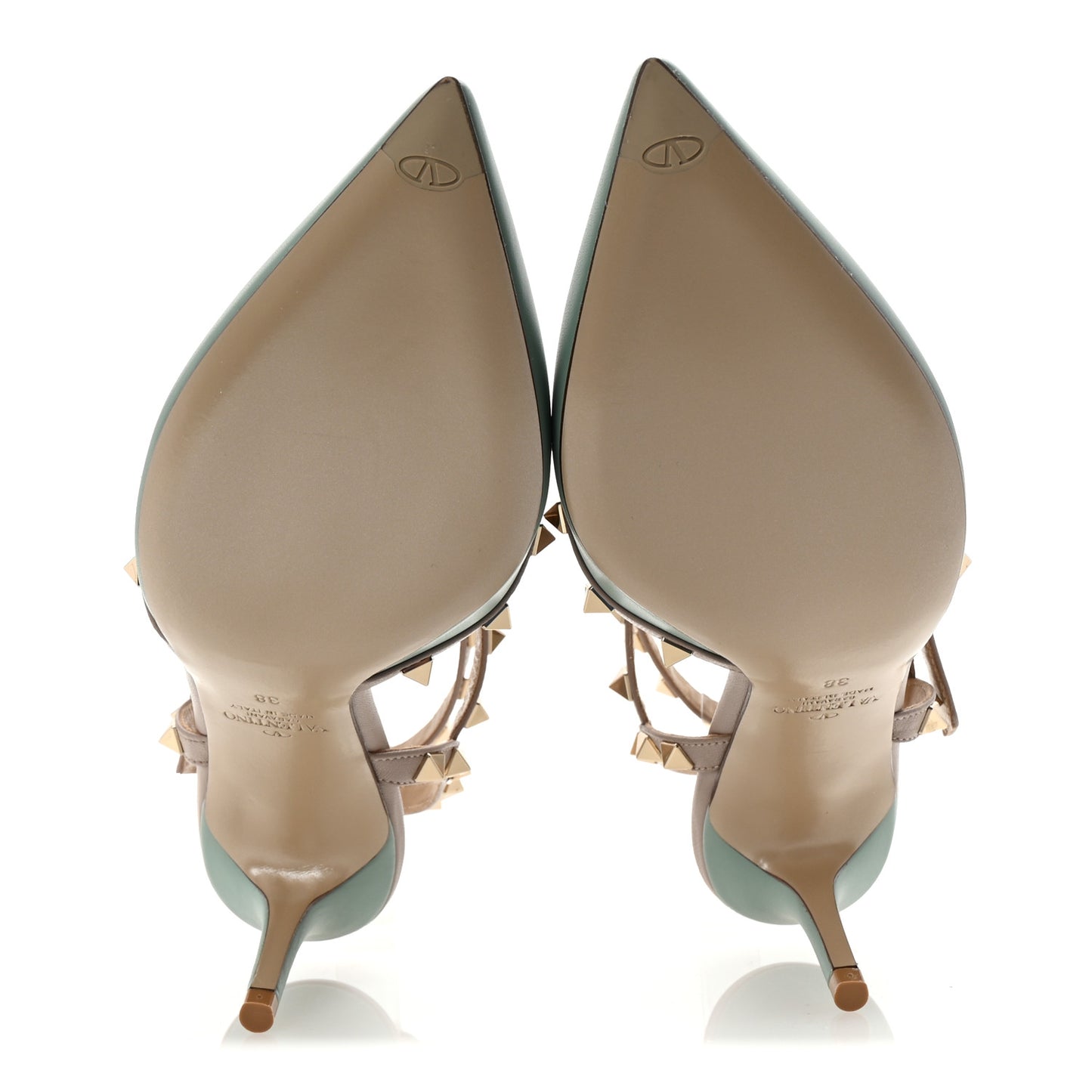 Nappa Rockstud Ankle Strap 65mm Pumps 38 Morning Dew Poudre
