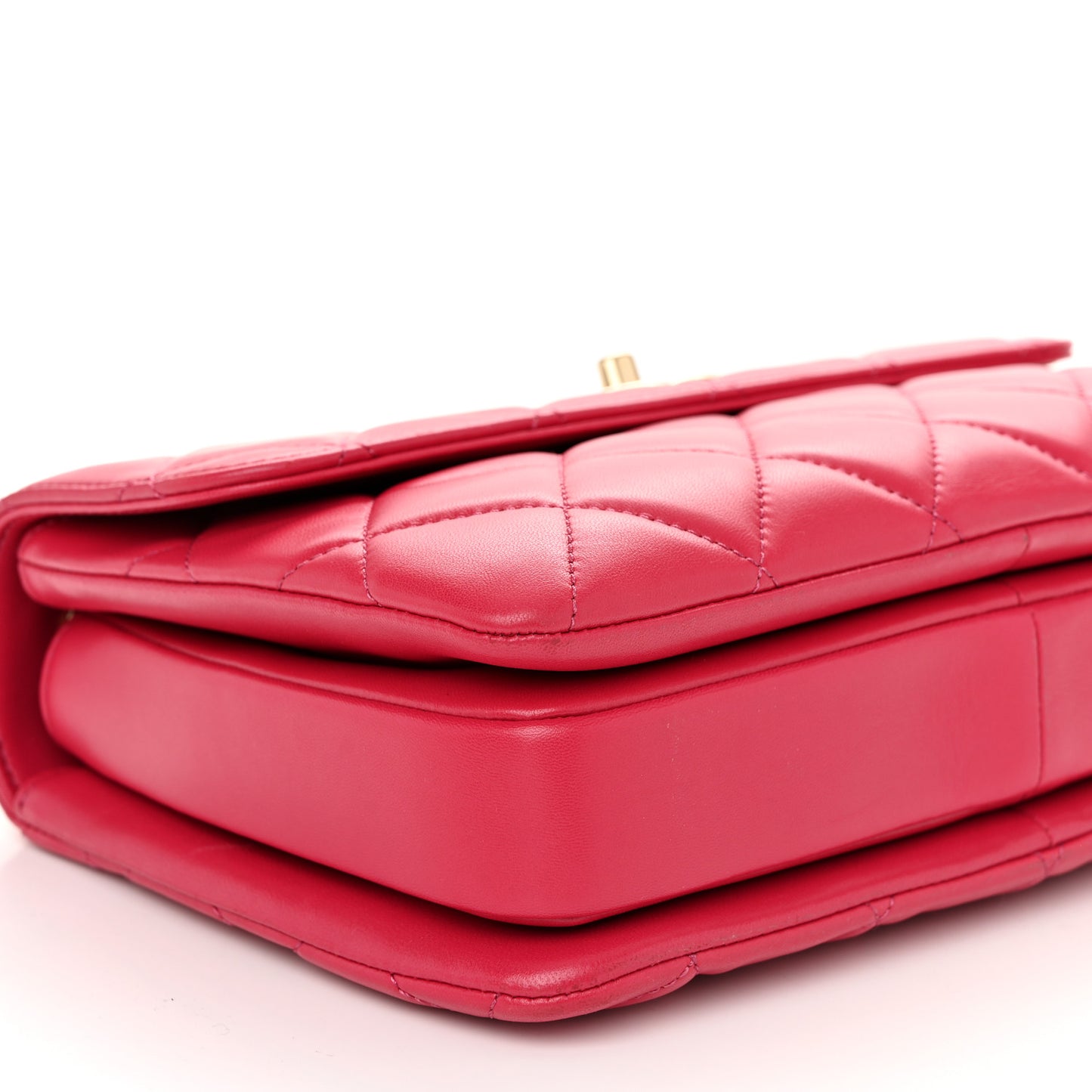 Lambskin Quilted Small Trendy CC Flap Dual Handle Bag Dark Pink