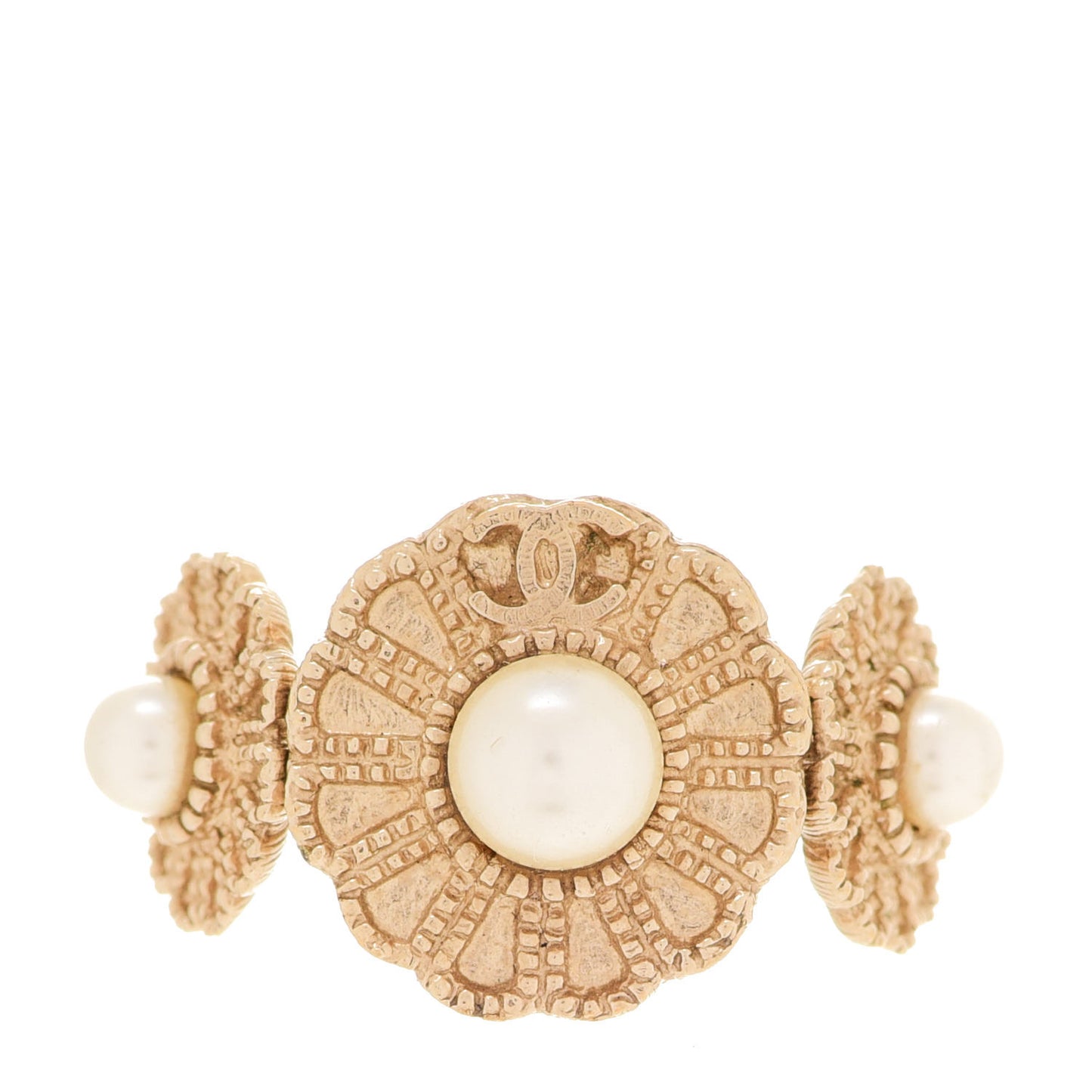 Pearl Camellia CC Ring 6.5 Light Gold