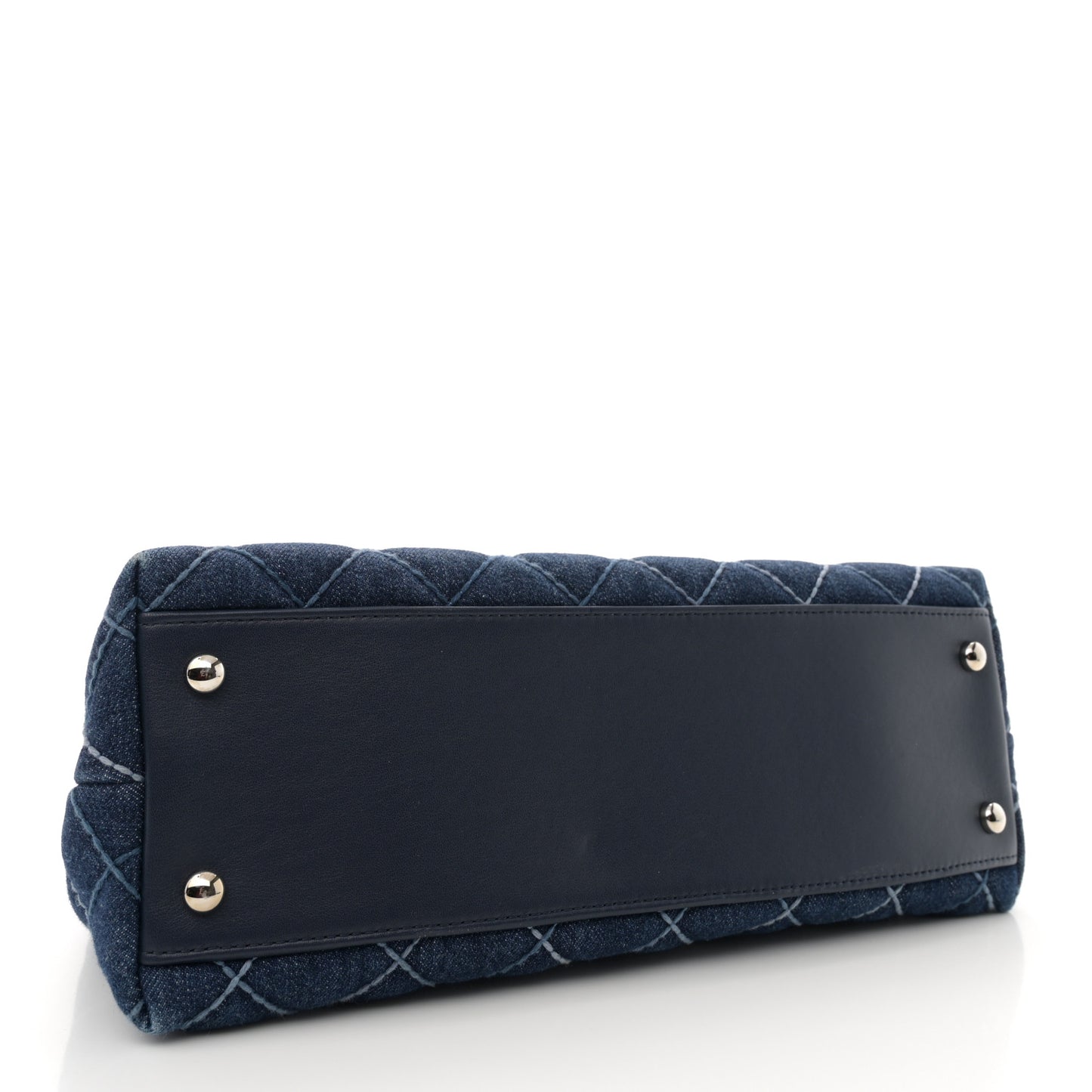 Denim Quilted Small Coco Handle Flap Blue