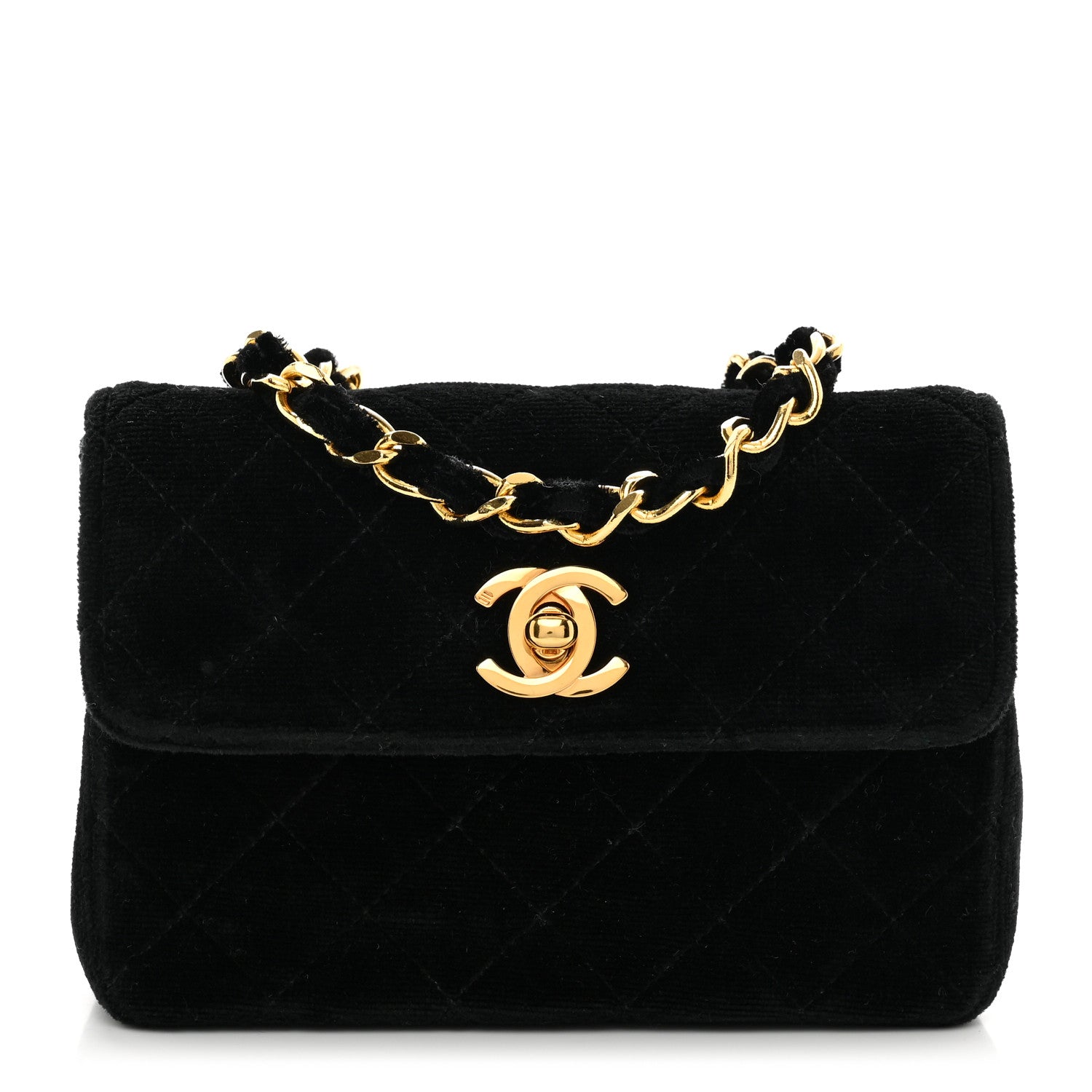 Chanel Velvet Quilted Extra Mini Rectangular Flap Black 1 of 10