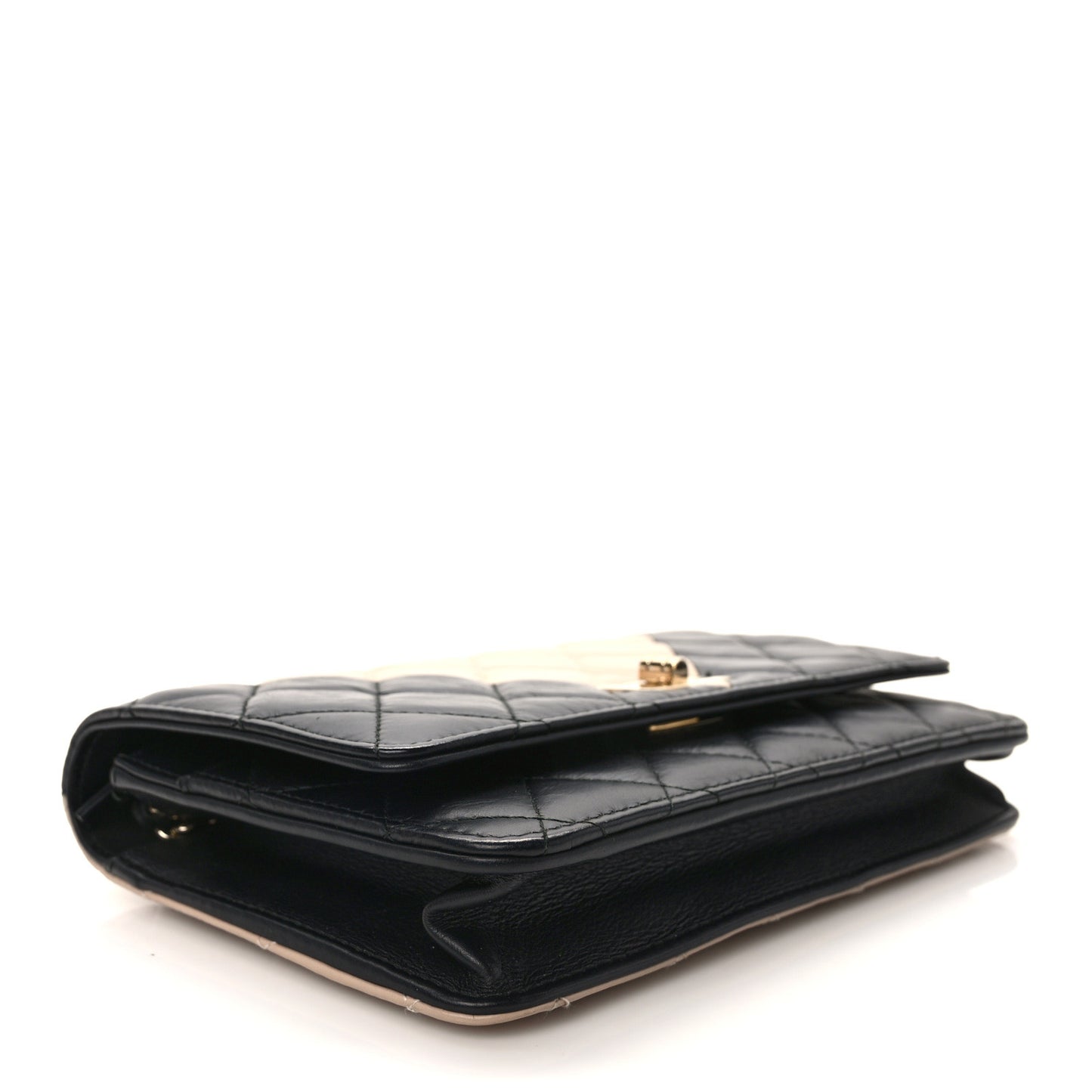 Aged Calfskin Quilted Reissue Wallet On Chain WOC Beige Black