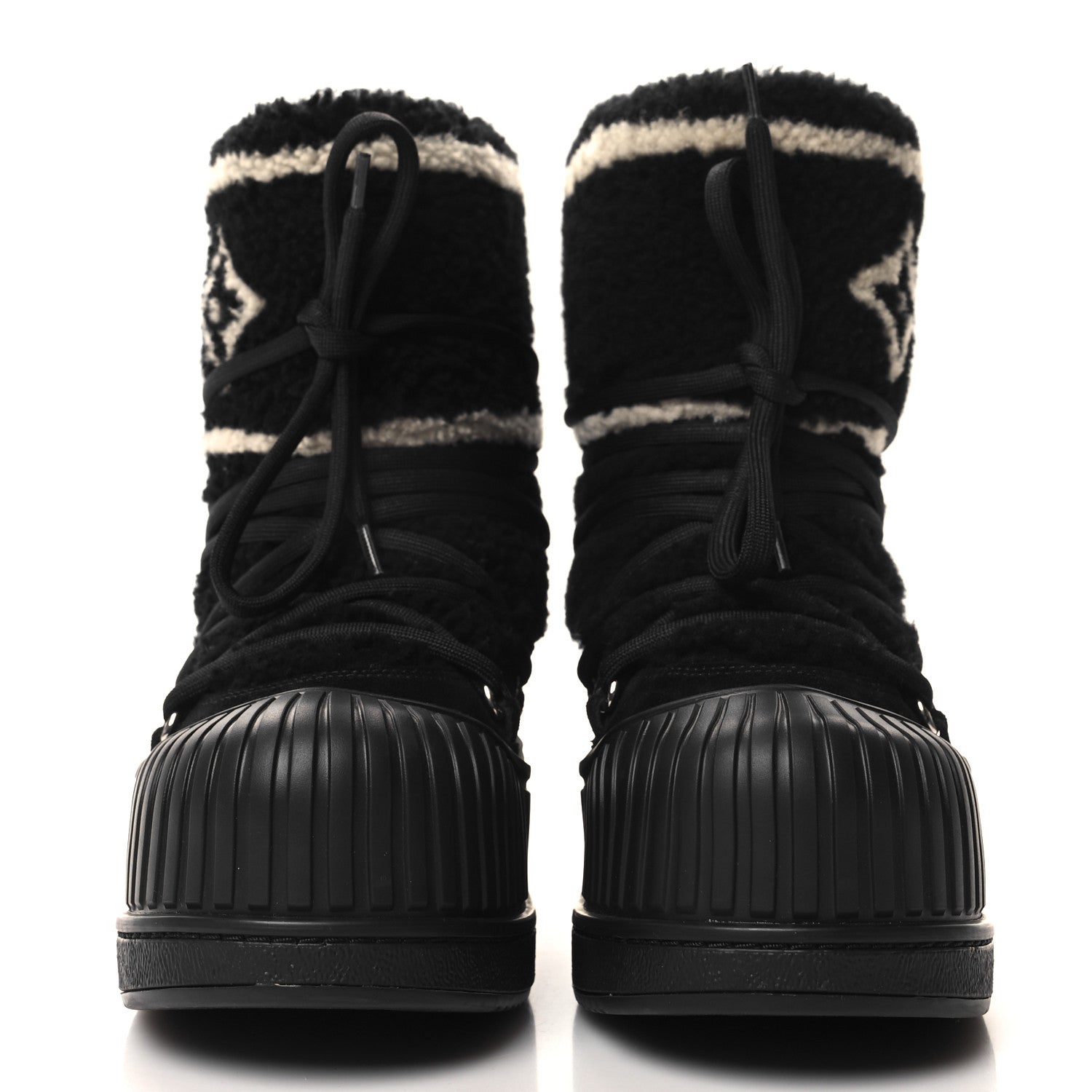Louis Vuitton Suede Shearling Polar Flat Half Boots 37 Black 2 of 7