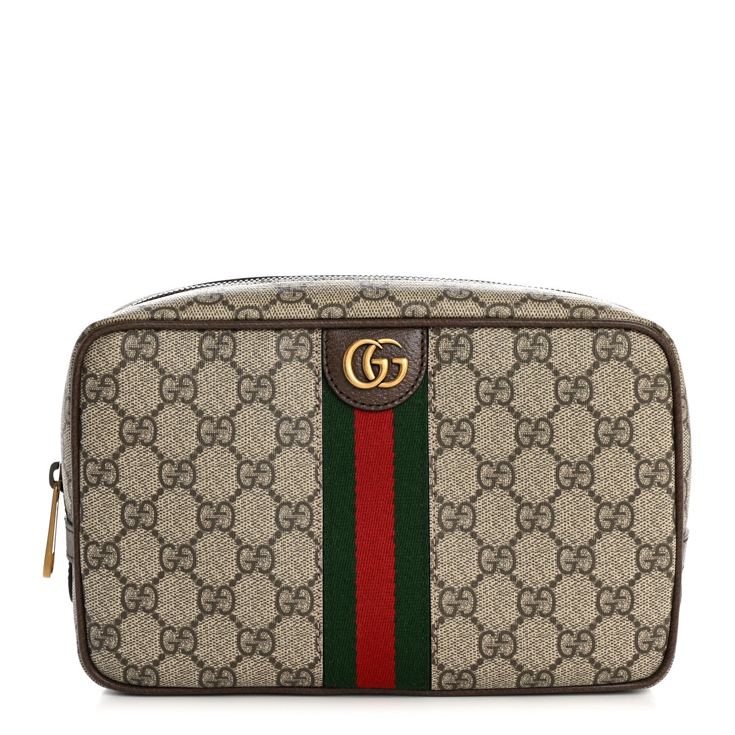 Gucci GG Supreme Monogram Textured Calfskin Web Small Cosmetic